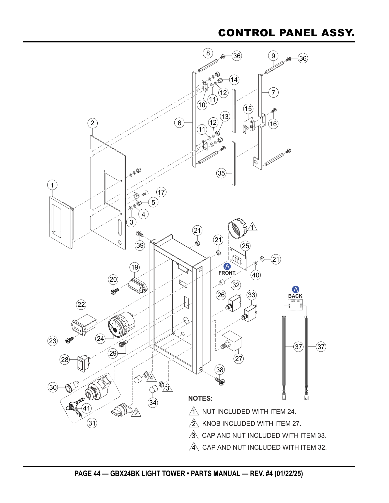 Multiquip GBX24 Light Tower CONTROL PANEL ASSY. parts diagram