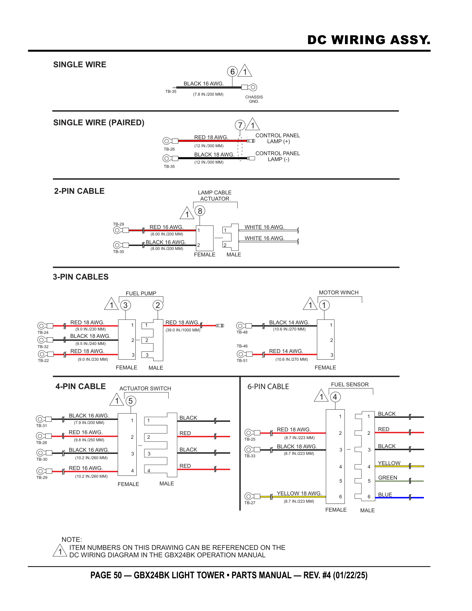 Multiquip GBX24 Light Tower DC WIRING ASSY. parts diagram