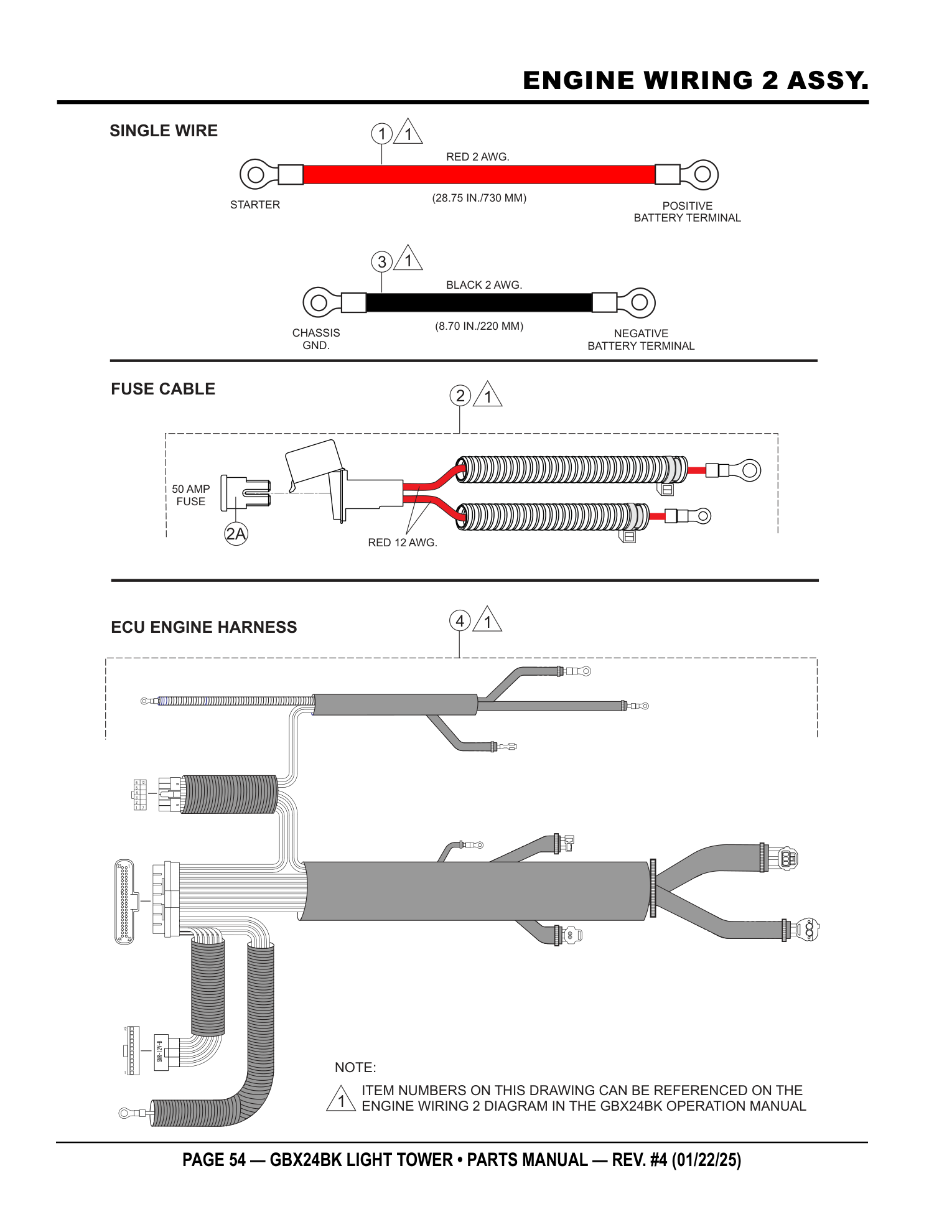 Multiquip GBX24 Light Tower ENGINE WIRING 2 ASSY. parts diagram