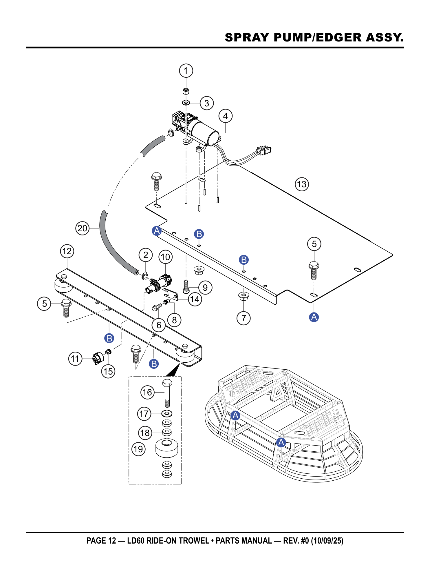 Multiquip LD6 Ride-On Trowel SPRAY PUMP/EDGER ASSY. parts diagram