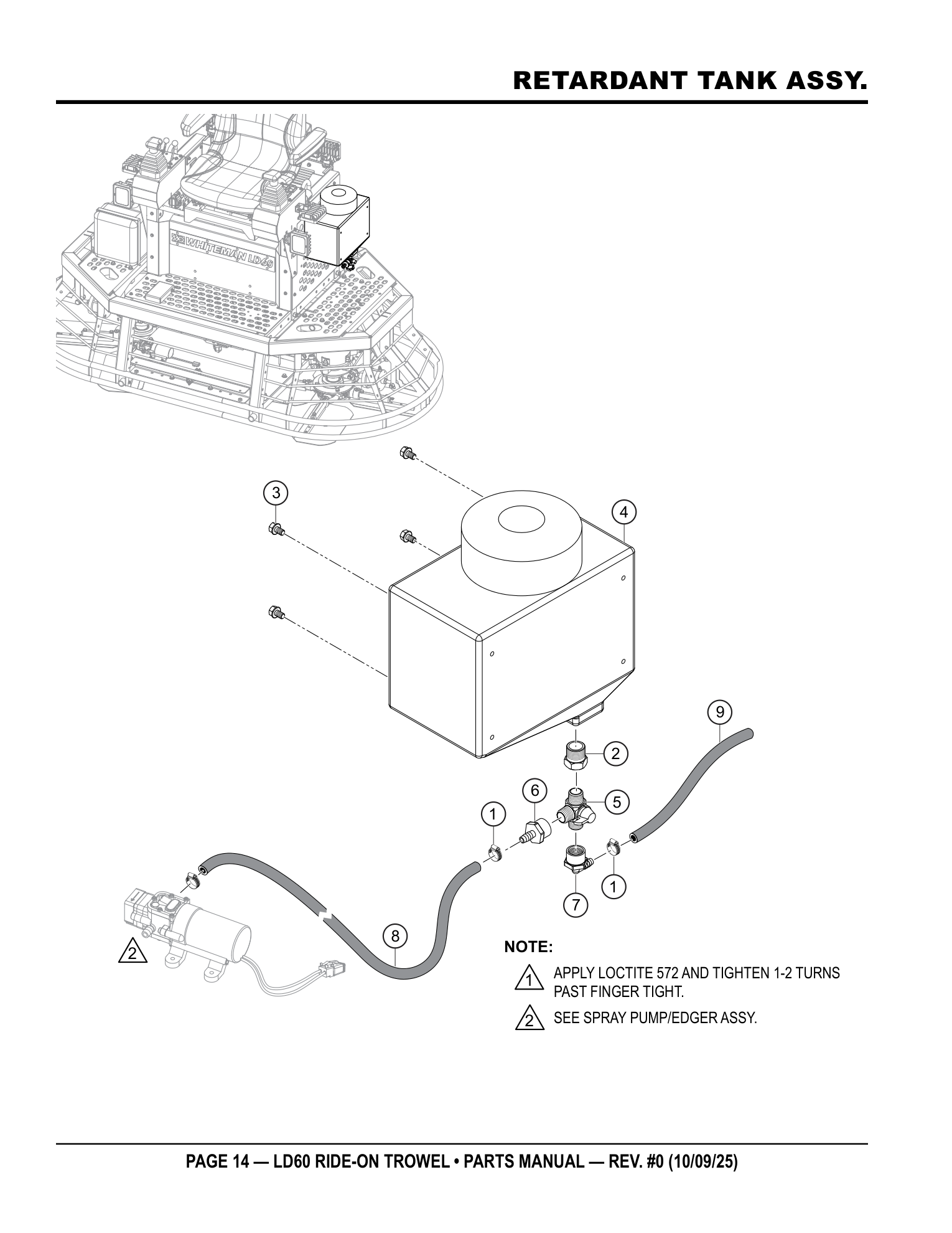 Multiquip LD6 Ride-On Trowel RETARDANT TANK ASSY. parts diagram