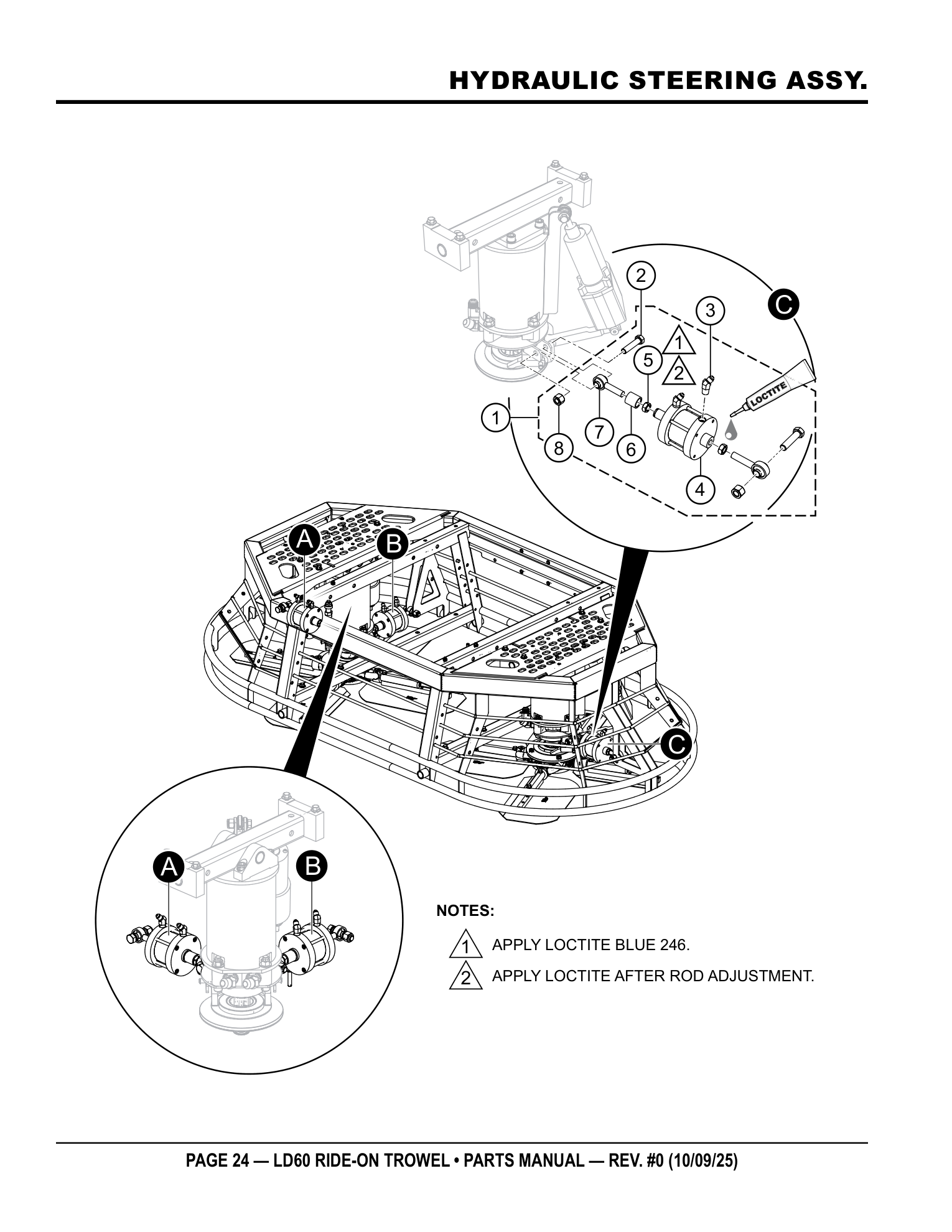Multiquip LD6 Ride-On Trowel HYDRAULIC STEERING ASSY. parts diagram