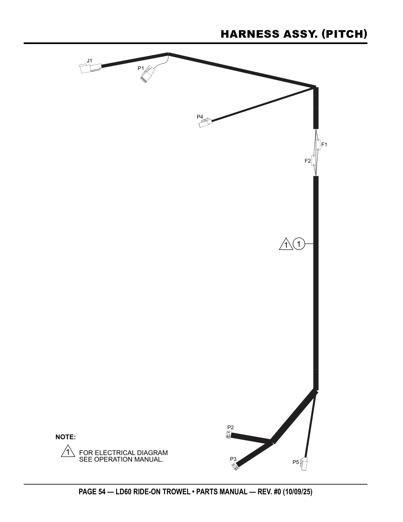 Multiquip LD6 Ride-On Trowel HARNESS ASSY. (PITCH) parts diagram