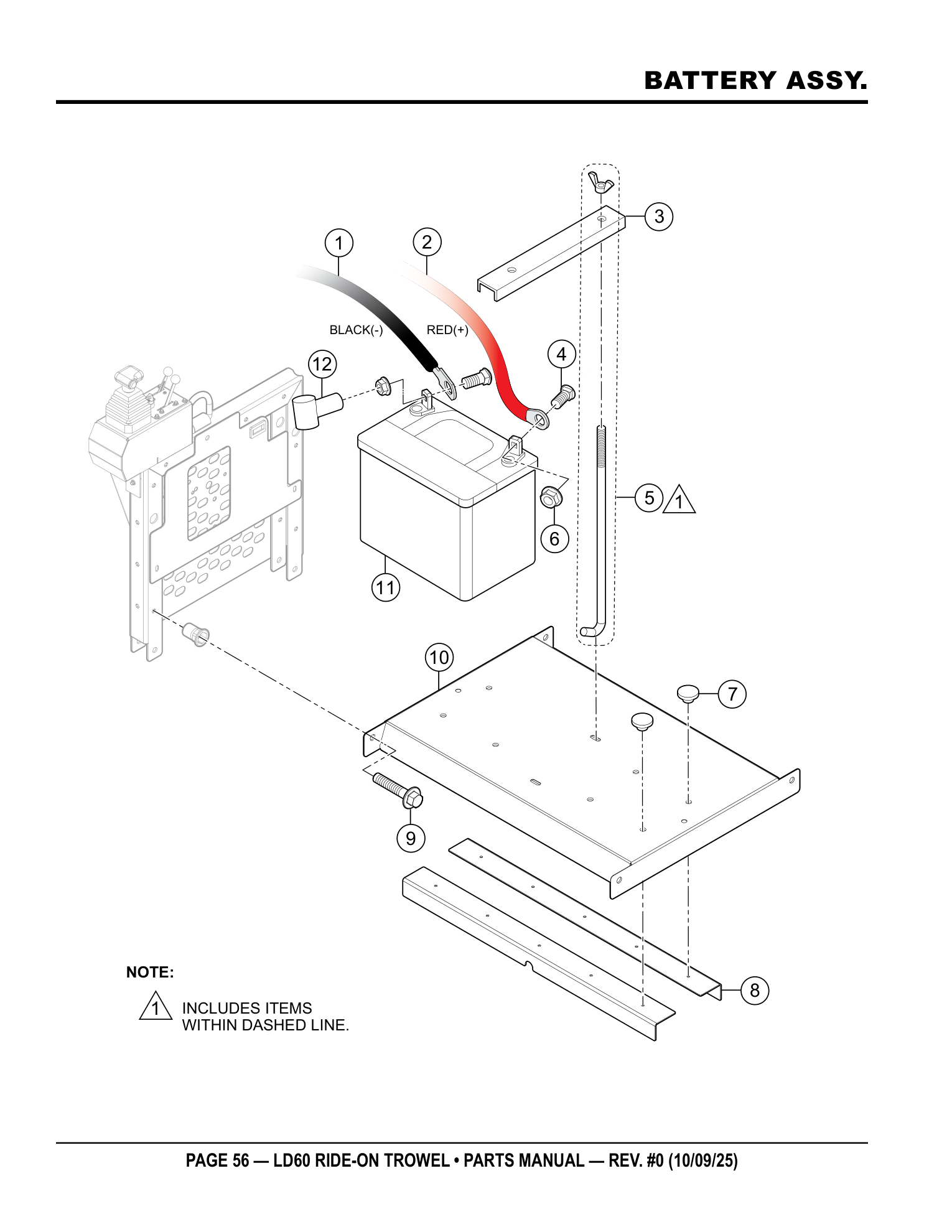 Multiquip LD6 Ride-On Trowel BATTERY ASSY. parts diagram