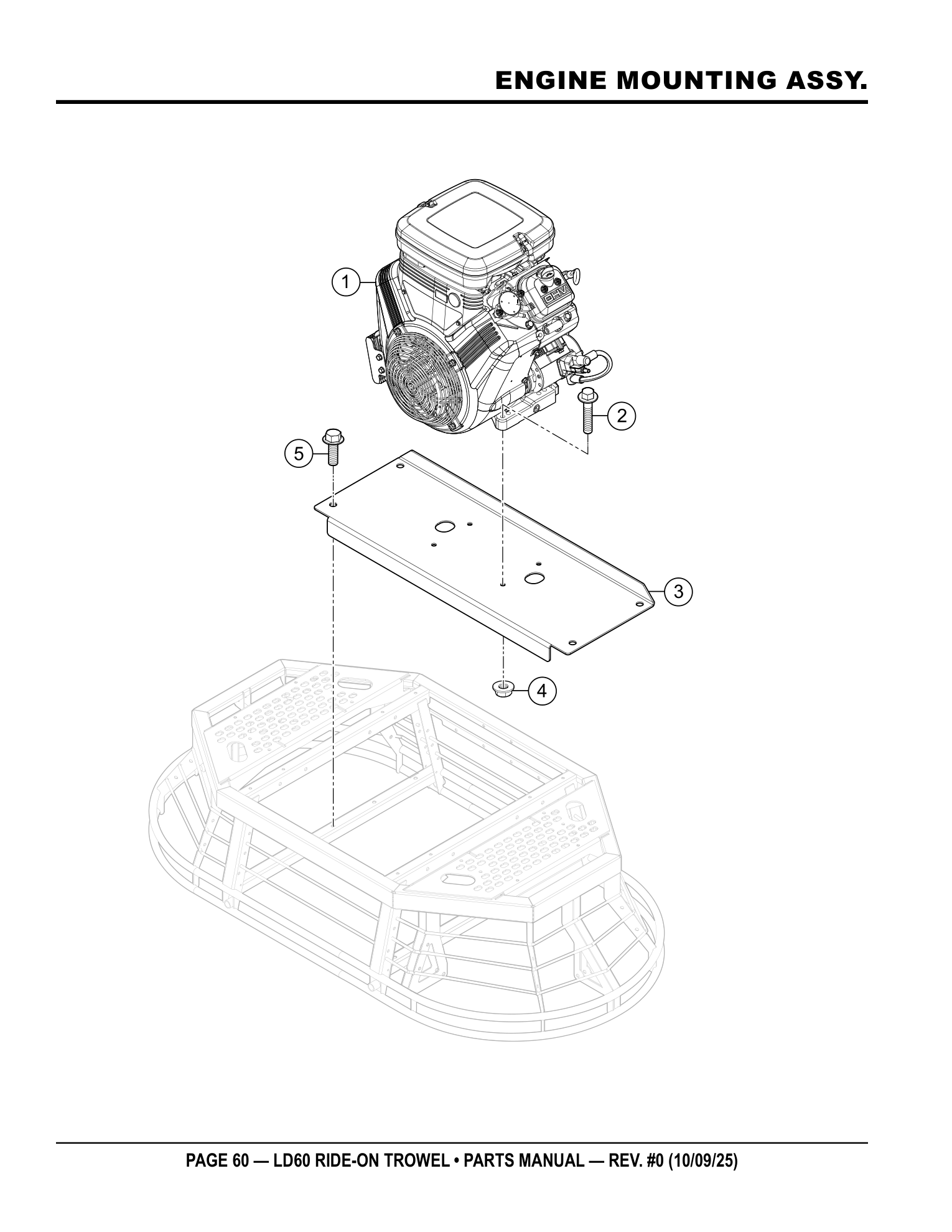 Multiquip LD6 Ride-On Trowel ENGINE MOUNTING ASSY. parts diagram