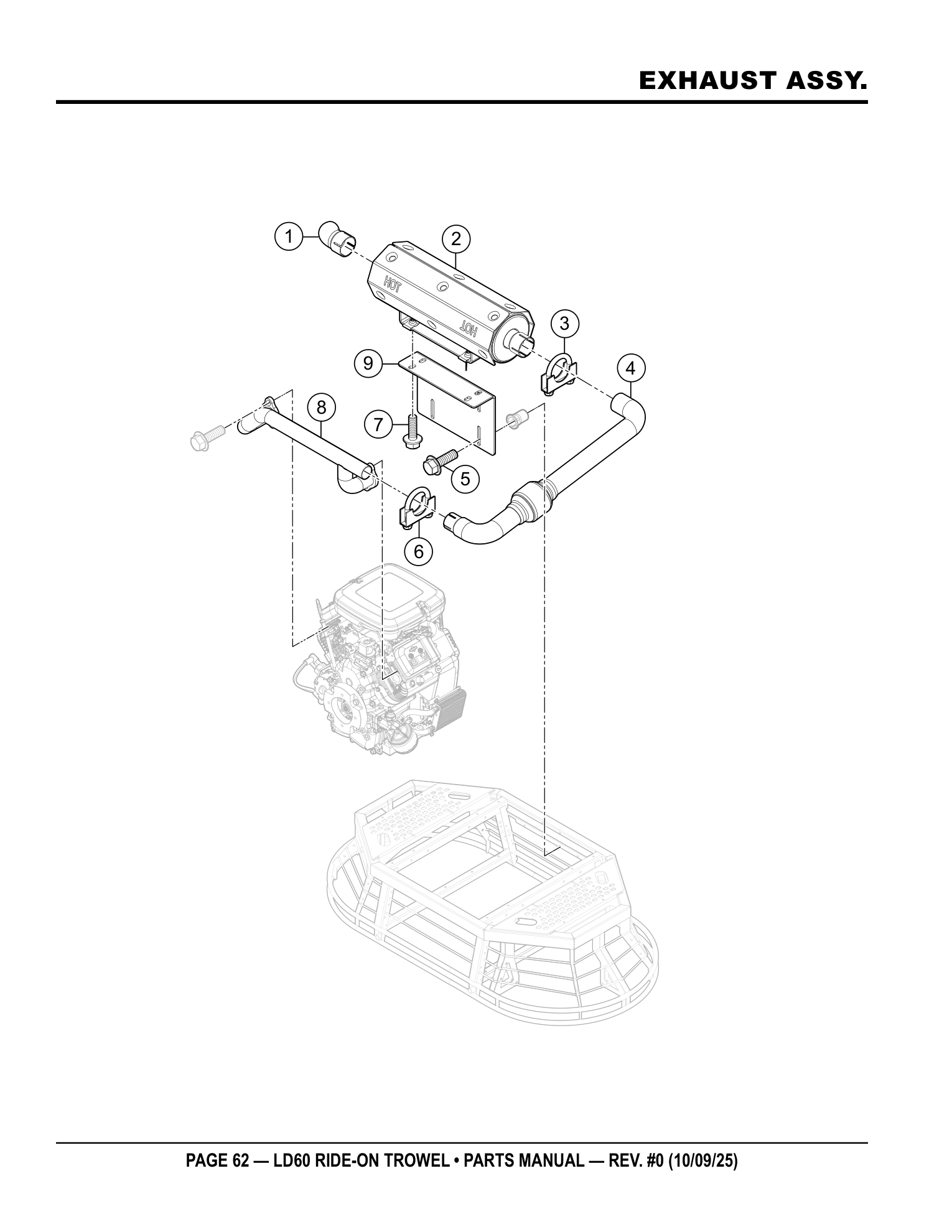 Multiquip LD6 Ride-On Trowel EXHAUST ASSY. parts diagram