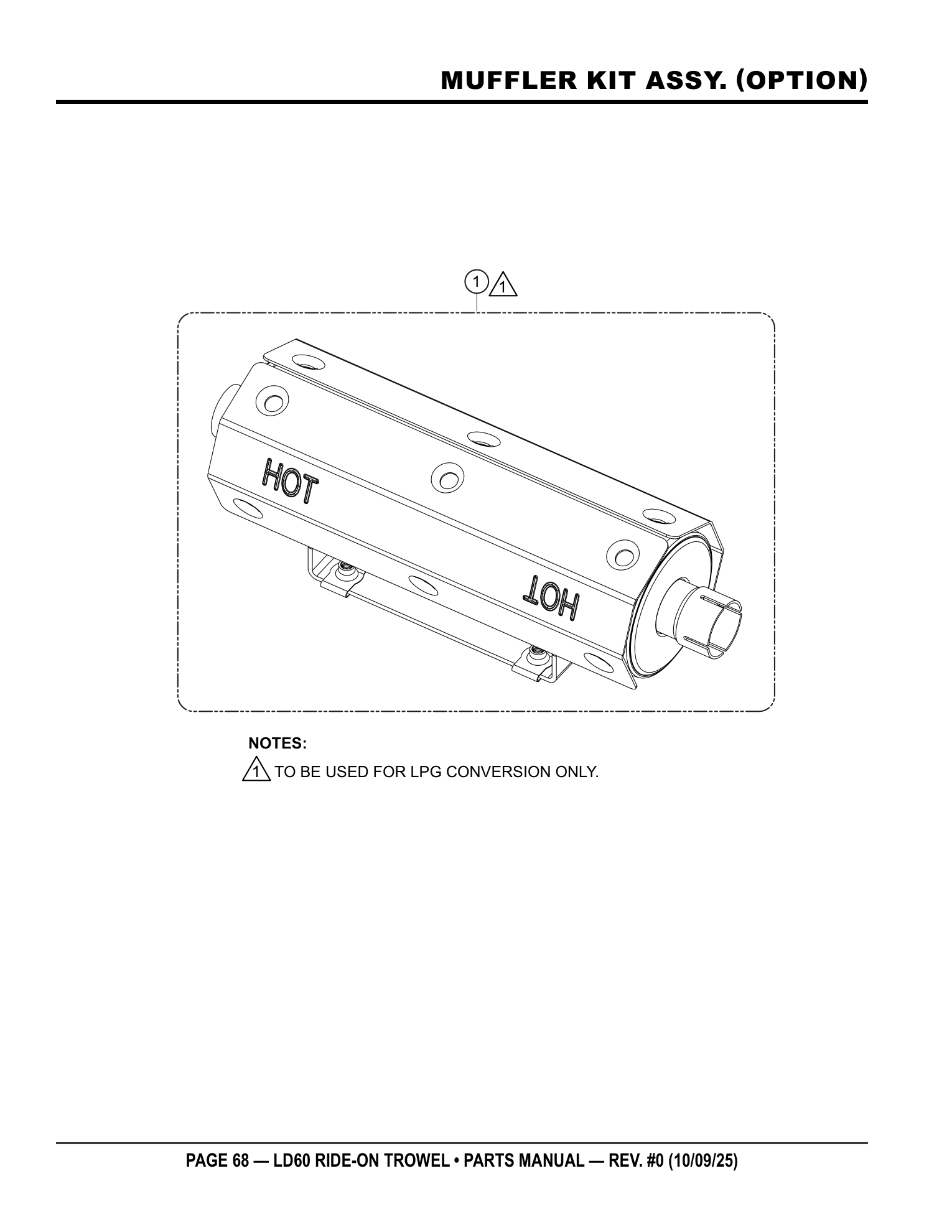 Multiquip LD6 Ride-On Trowel MUFFLER KIT ASSY. (OPTION) parts diagram