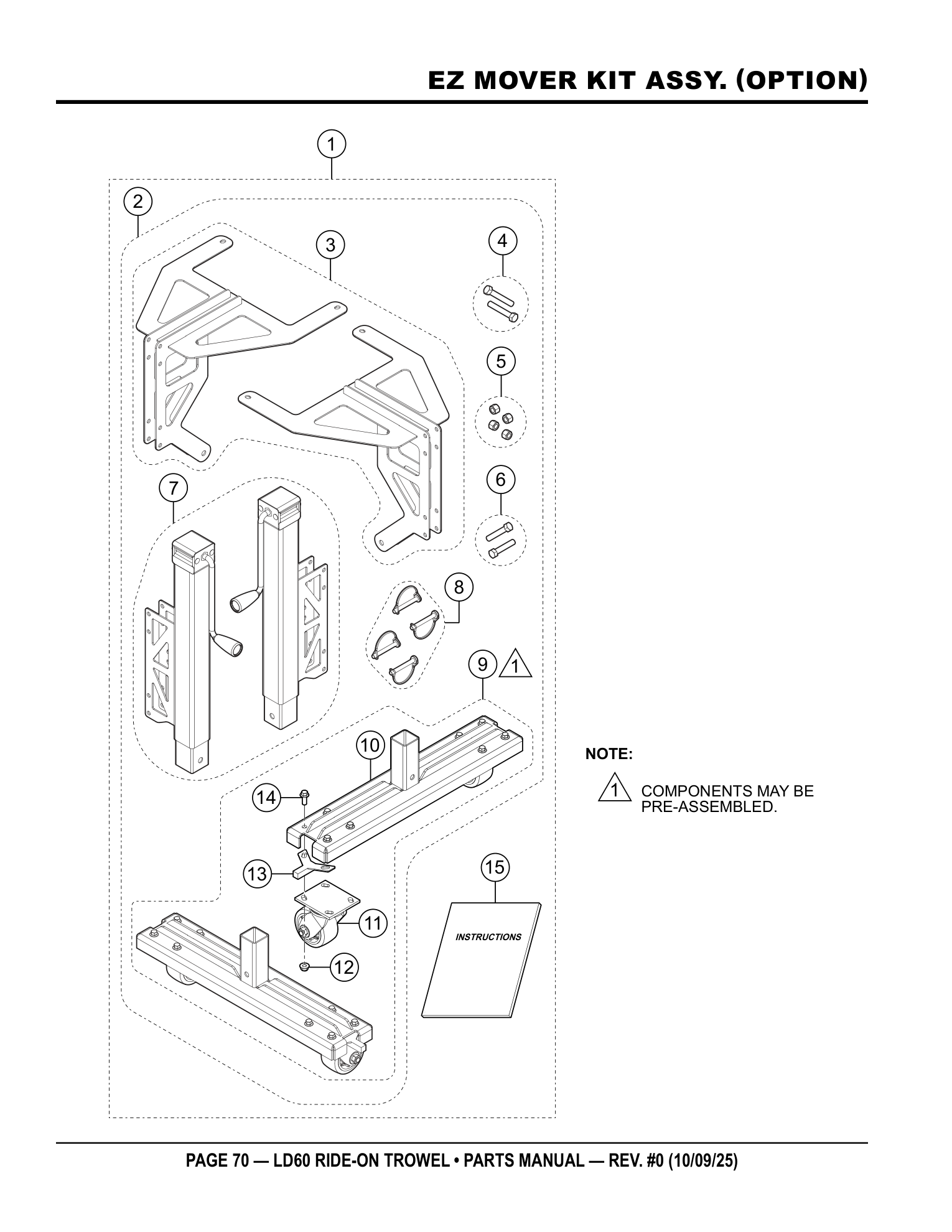 Multiquip LD6 Ride-On Trowel EZ MOVER KIT ASSY. (OPTION) parts diagram