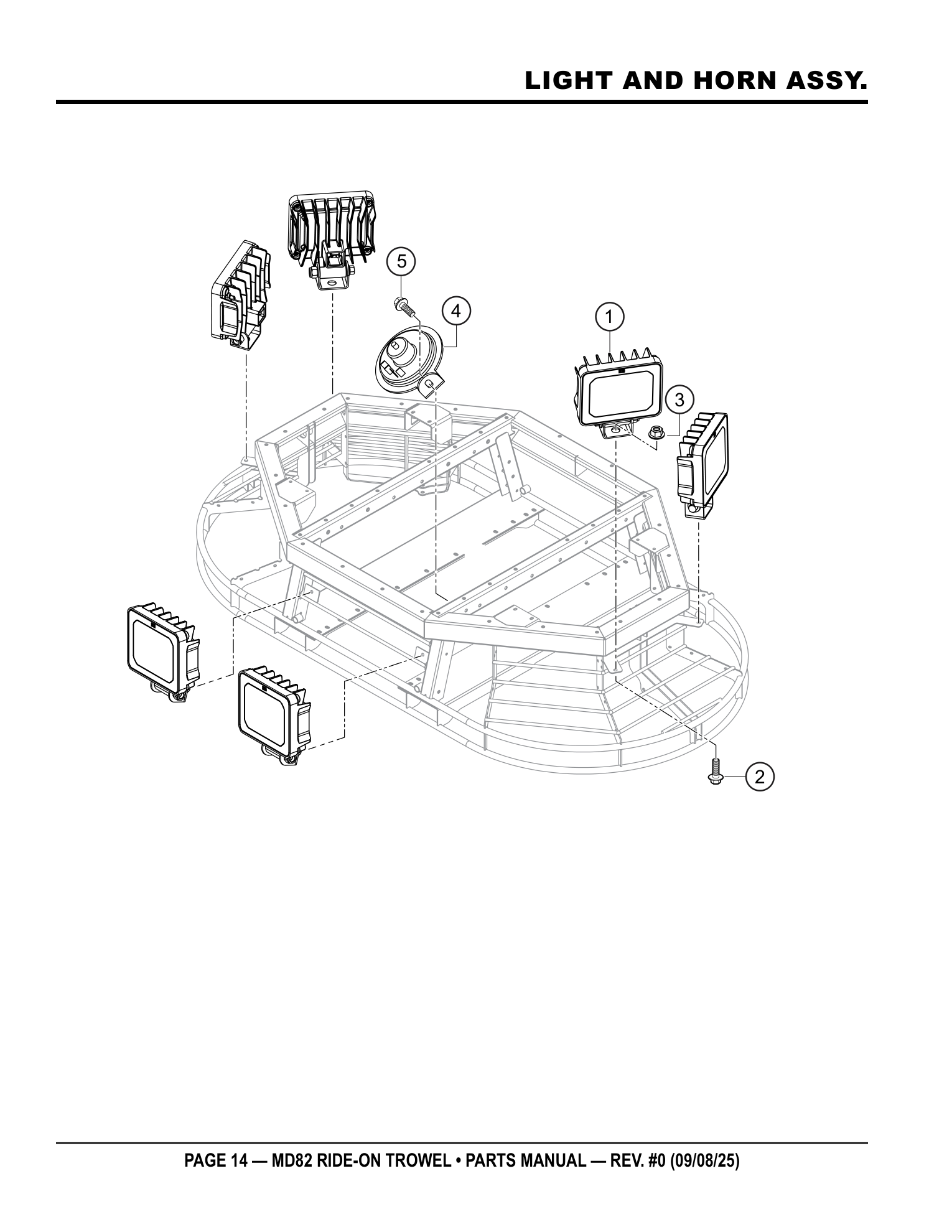 Multiquip MD82 Ride-On Trowel LIGHT AND HORN ASSY. parts diagram