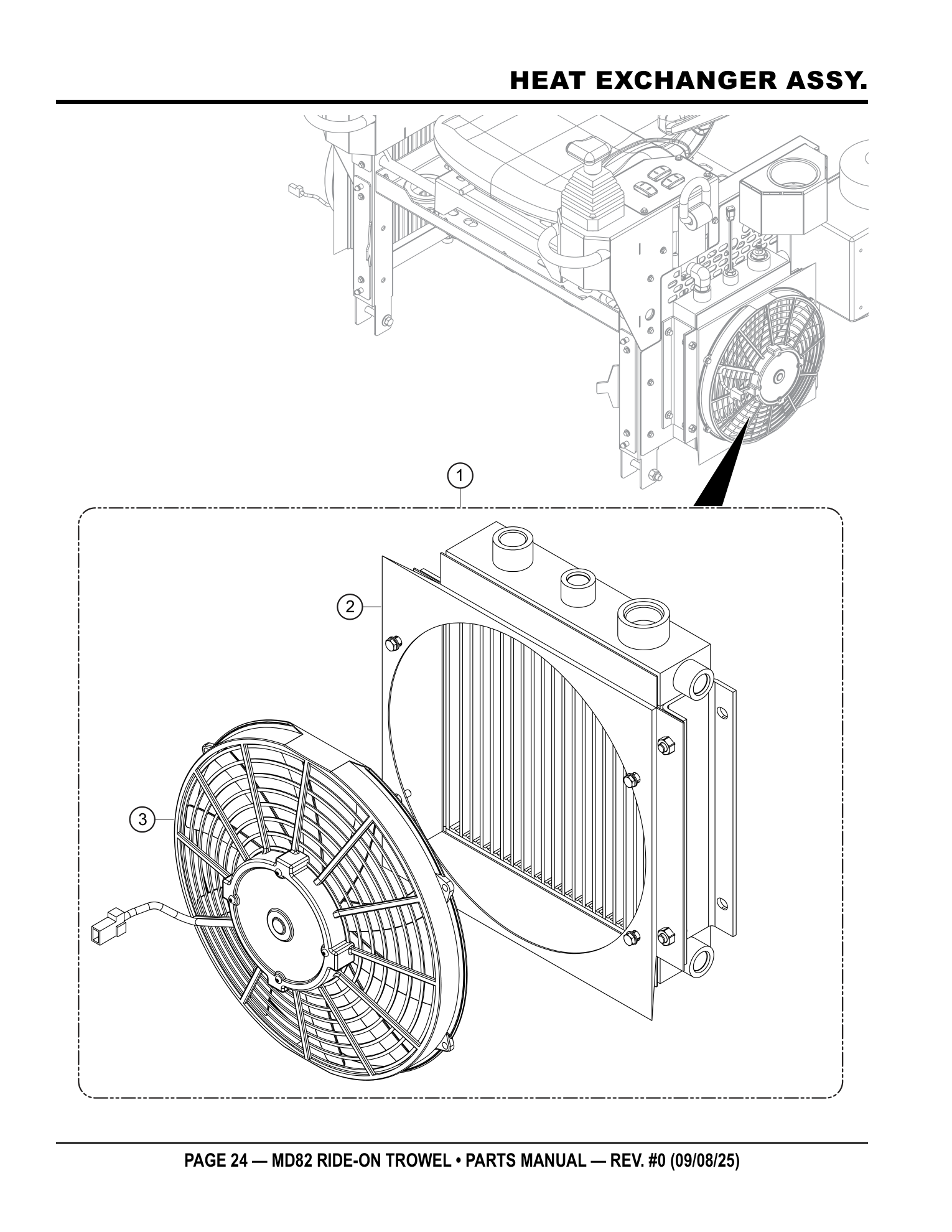 Multiquip MD82 Ride-On Trowel HEAT EXCHANGER ASSY. parts diagram