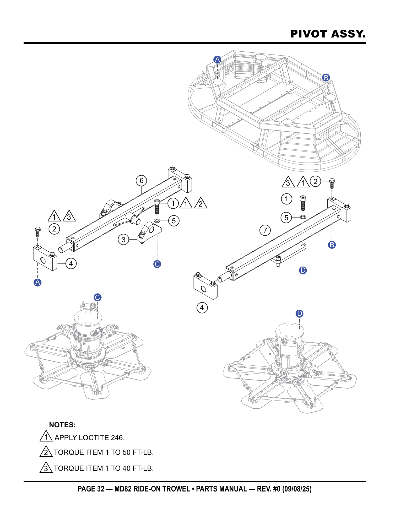 Multiquip MD82 Ride-On Trowel PIVOT ASSY. parts diagram