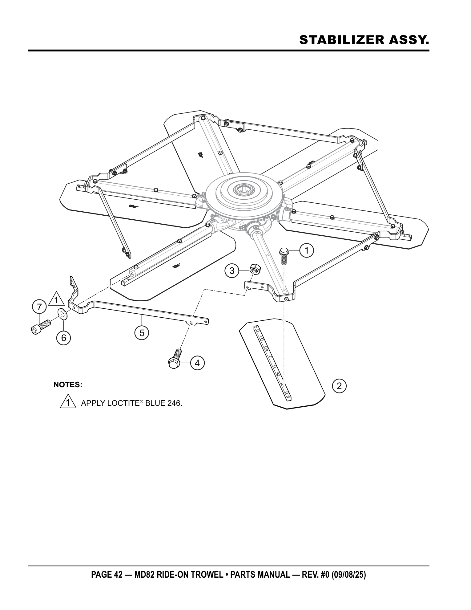 Multiquip MD82 Ride-On Trowel STABILIZER ASSY. parts diagram