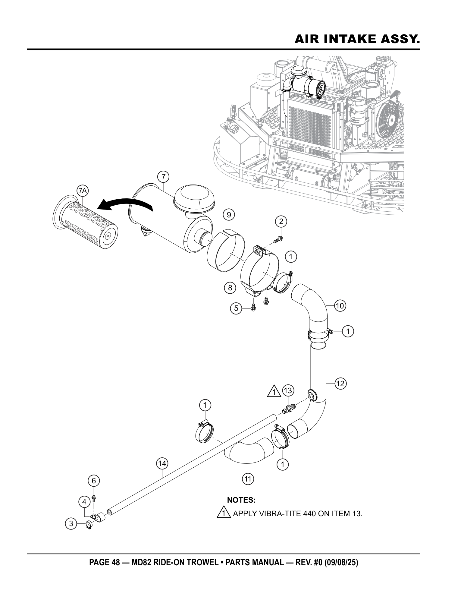 Multiquip MD82 Ride-On Trowel AIR INTAKE ASSY. parts diagram