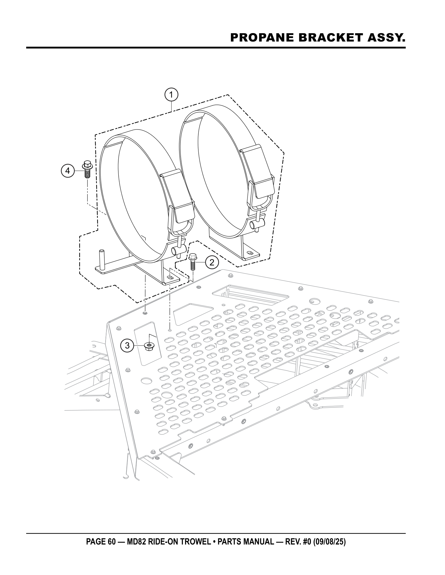 Multiquip MD82 Ride-On Trowel PROPANE BRACKET ASSY. parts diagram