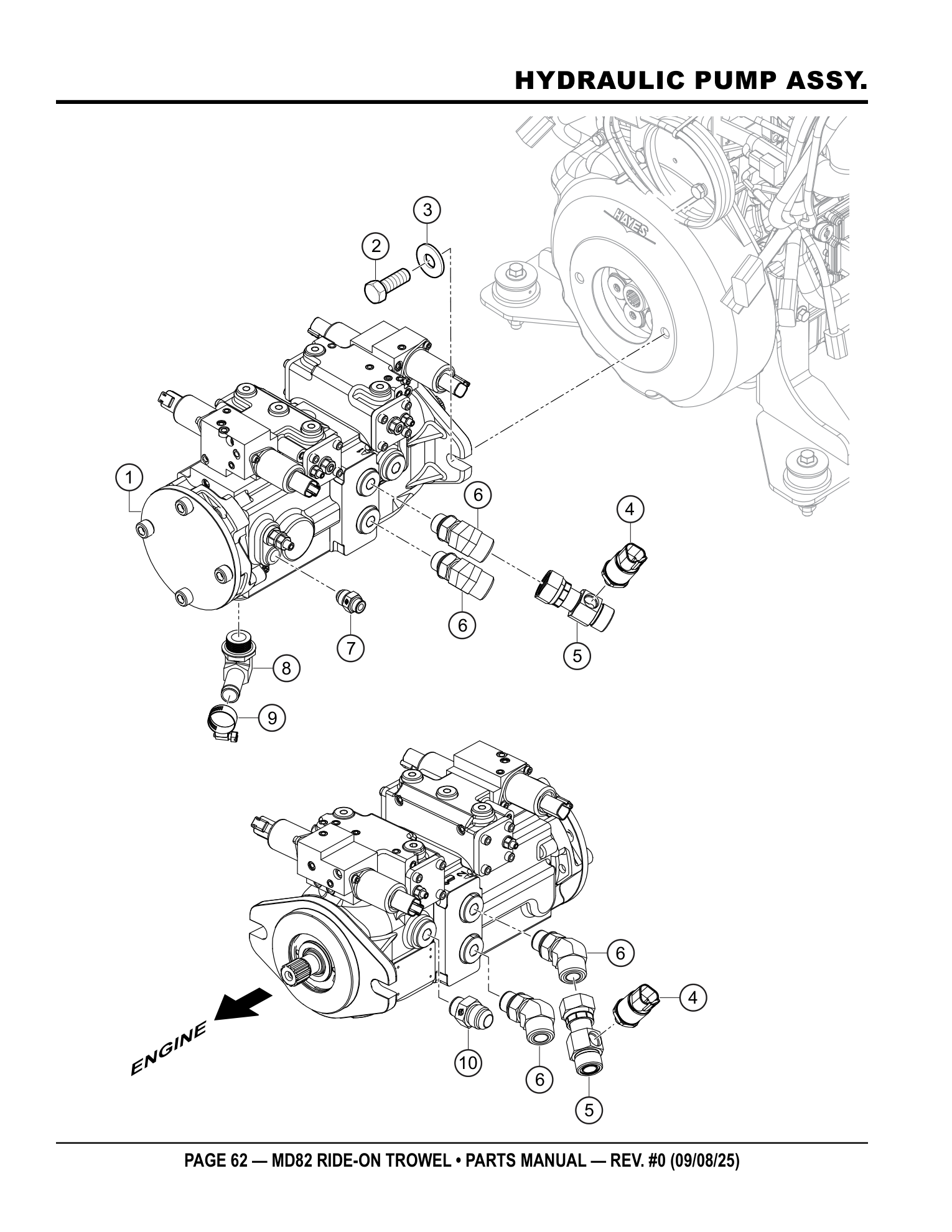 Multiquip MD82 Ride-On Trowel HYDRAULIC PUMP ASSY. parts diagram