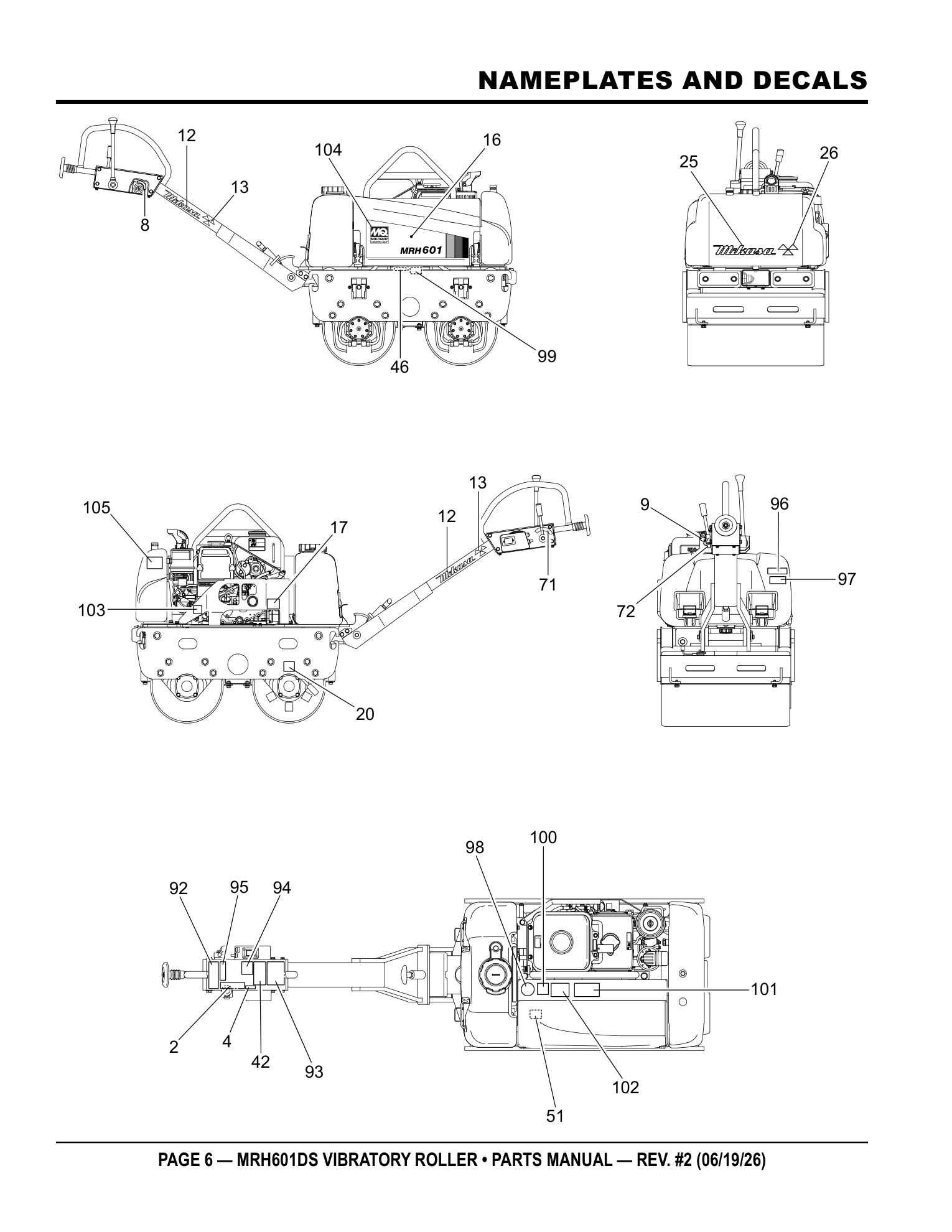 Multiquip MRH601 Roller UNKNOWN parts diagram