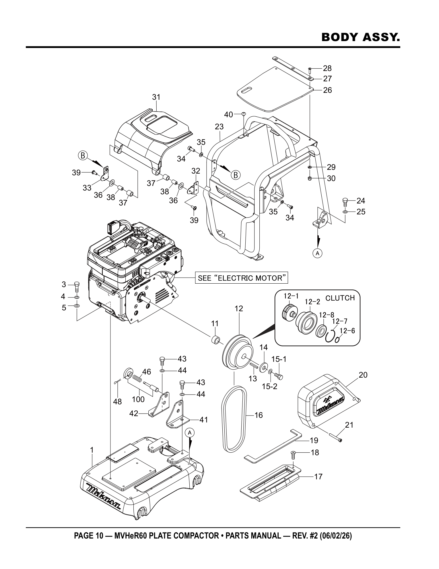 Multiquip MVHeR60 Plate Compactor BODY ASSY. parts diagram