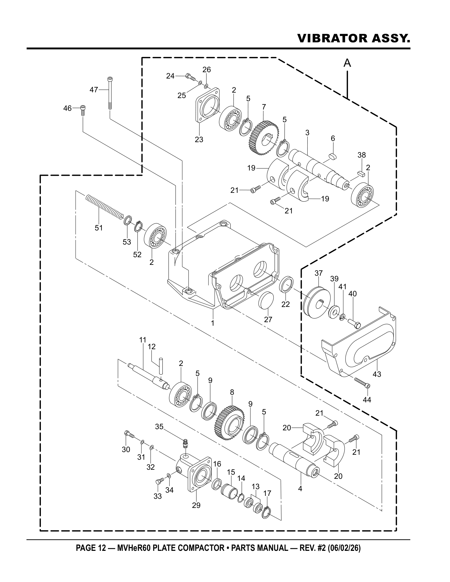 Multiquip MVHeR60 Plate Compactor VIBRATOR ASSY. parts diagram