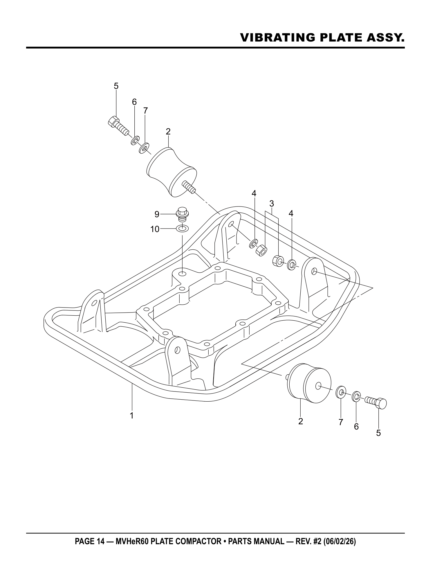 Multiquip MVHeR60 Plate Compactor VIBRATING PLATE ASSY. parts diagram