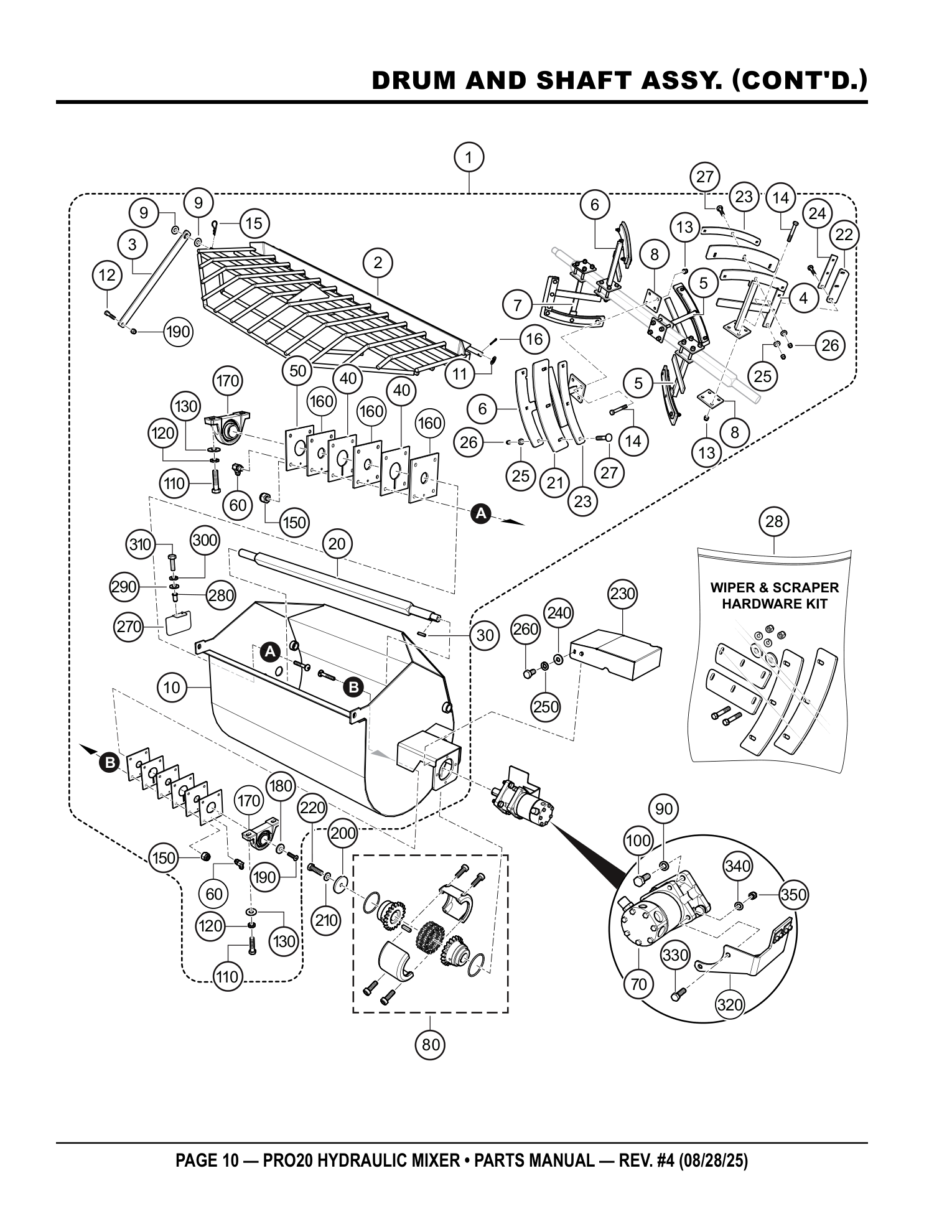 Multiquip PRO20 Stationary Plaster/Mortar Mixer DRUM AND SHAFT ASSY. (CONT'D.) parts diagram