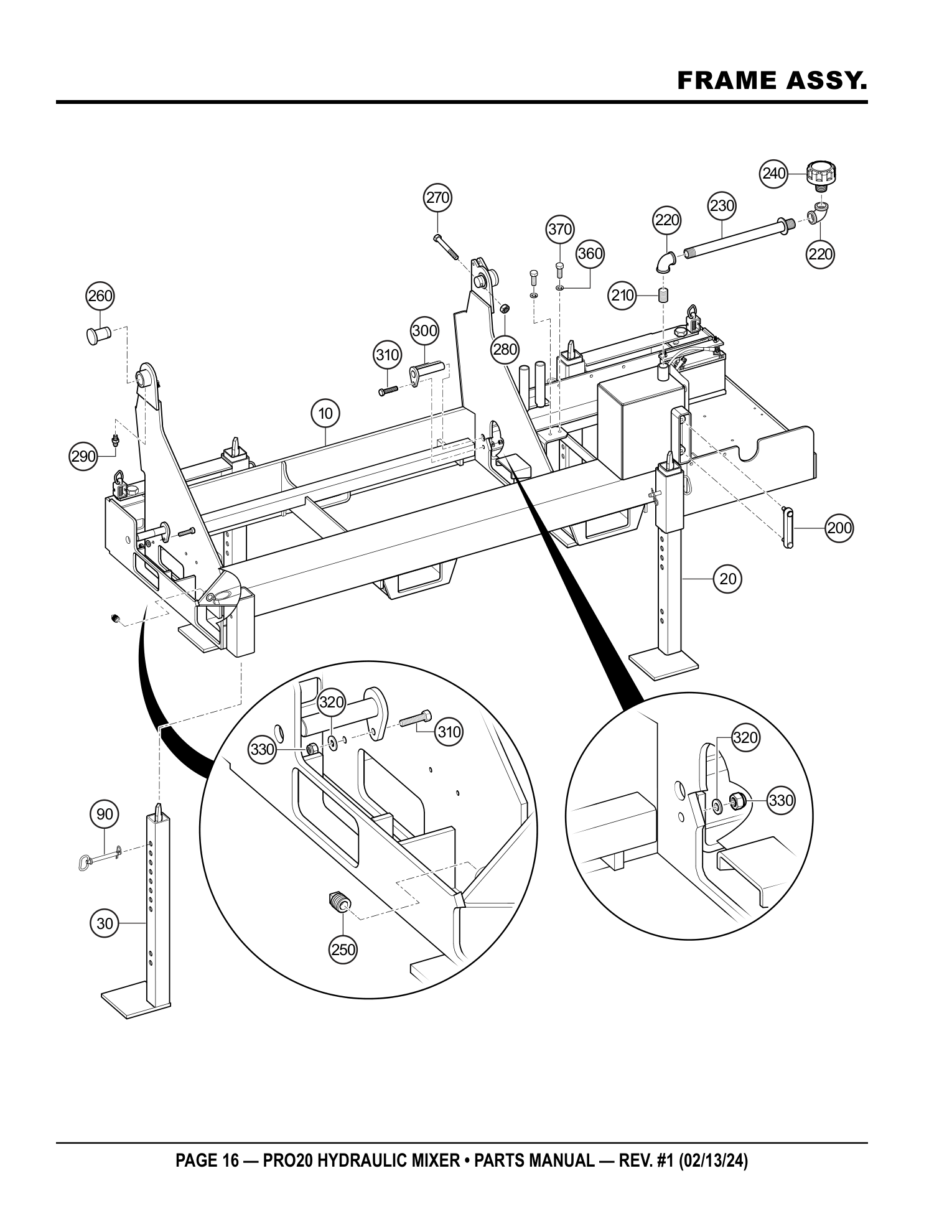 Multiquip PRO20 Stationary Plaster/Mortar Mixer FRAME ASSY. parts diagram