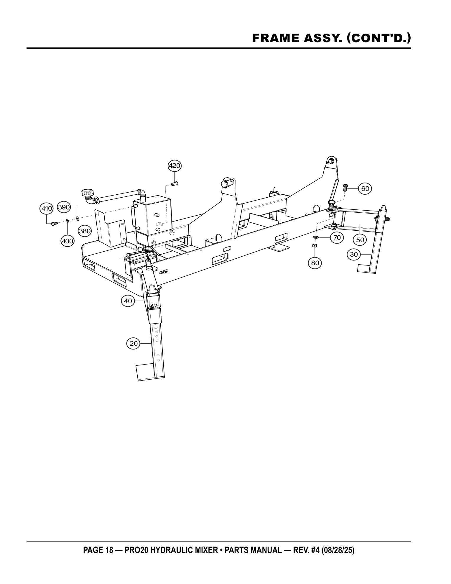 Multiquip PRO20 Stationary Plaster/Mortar Mixer FRAME ASSY. (CONT'D.) parts diagram