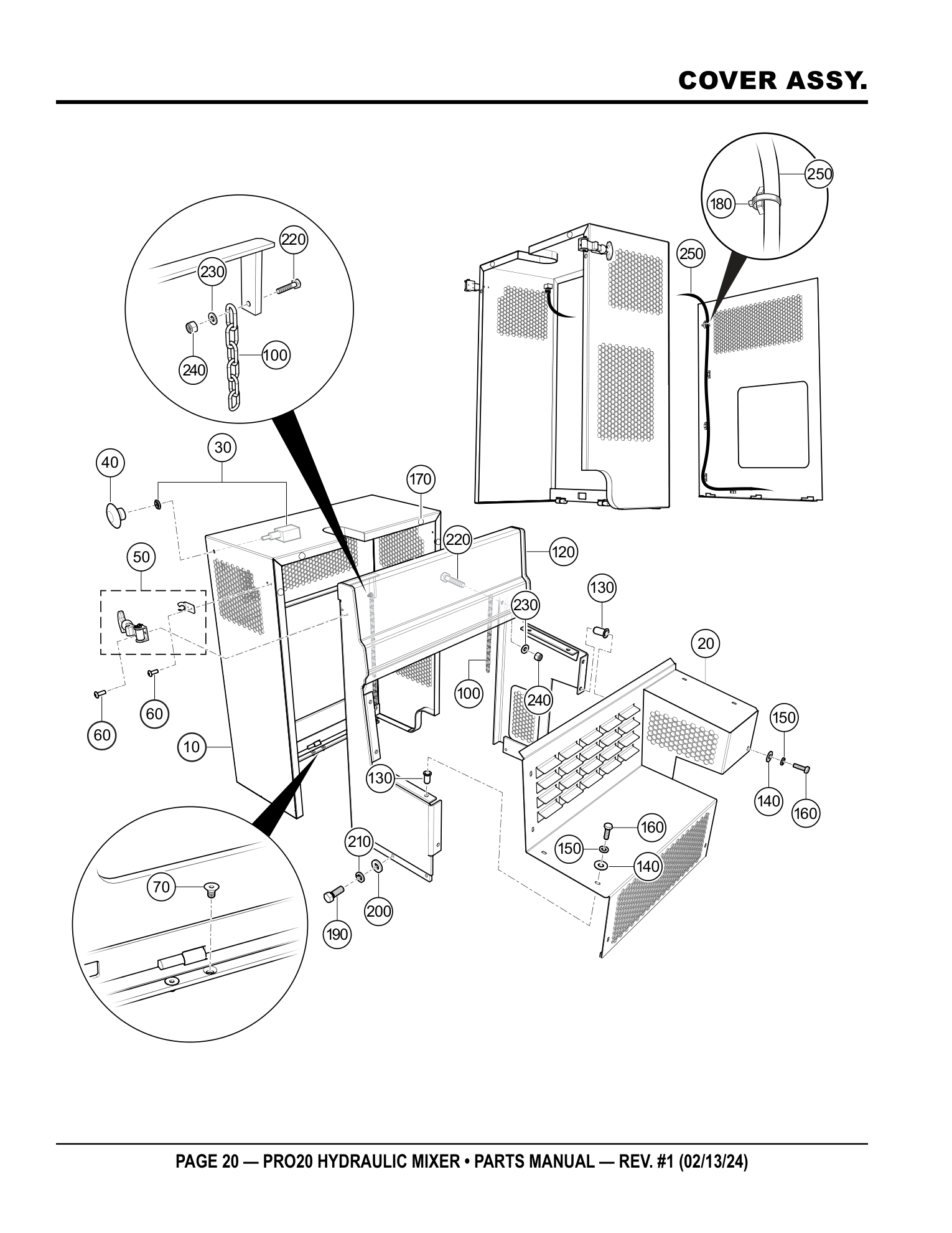 Multiquip PRO20 Stationary Plaster/Mortar Mixer COVER ASSY. parts diagram