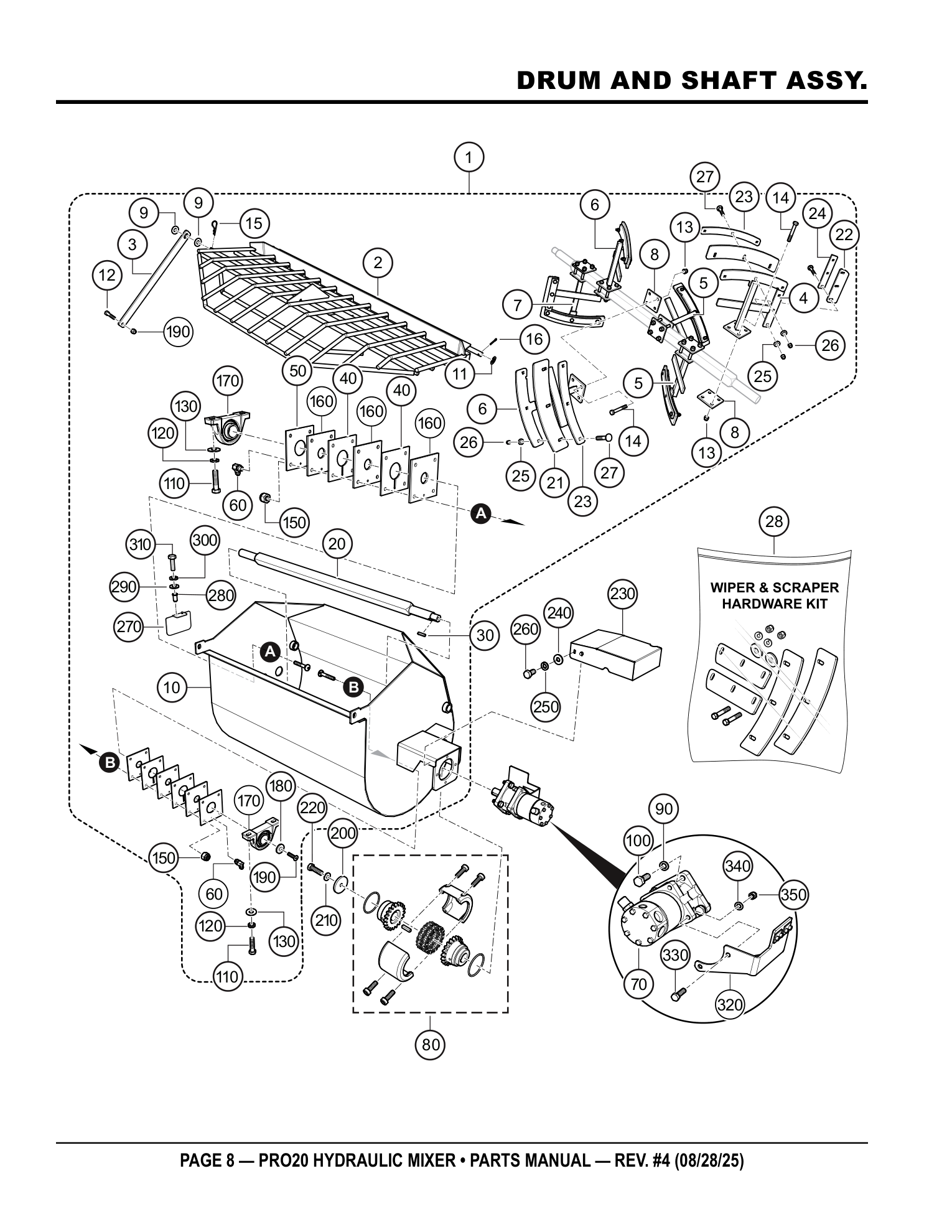 Multiquip PRO20 Stationary Plaster/Mortar Mixer DRUM AND SHAFT ASSY. parts diagram