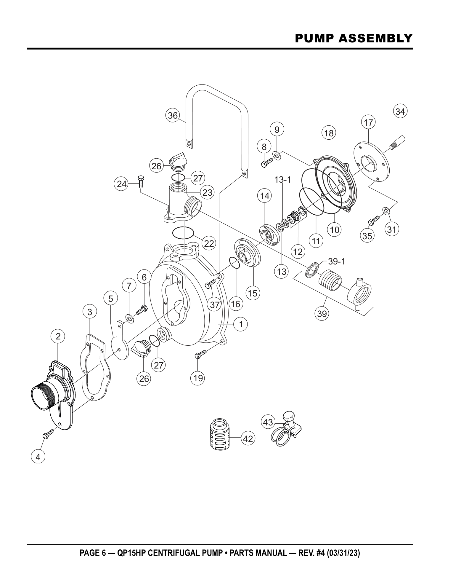 Multiquip QP15 High-Pressure Pump PUMP ASSEMBLY parts diagram