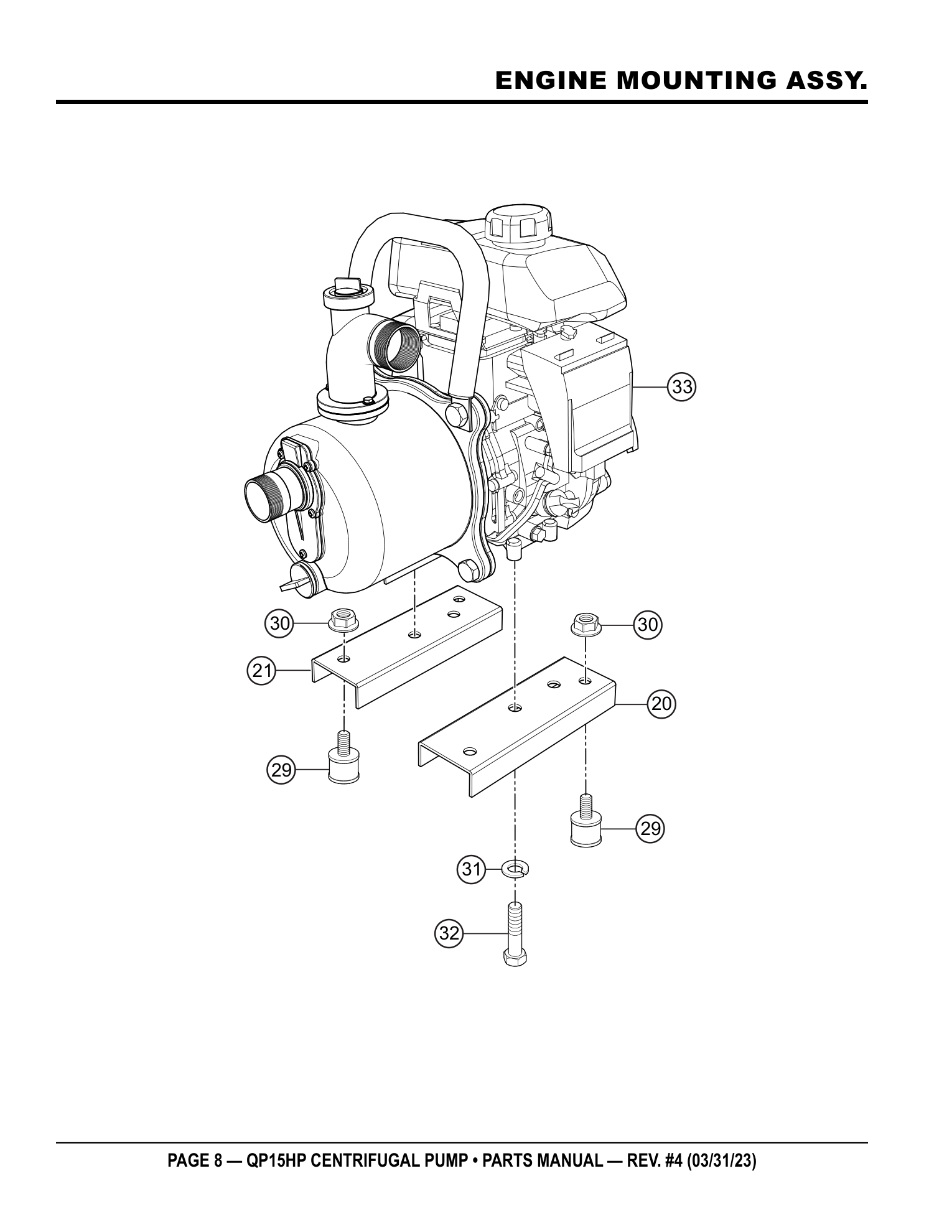 Multiquip QP15 High-Pressure Pump ENGINE MOUNTING ASSY. parts diagram