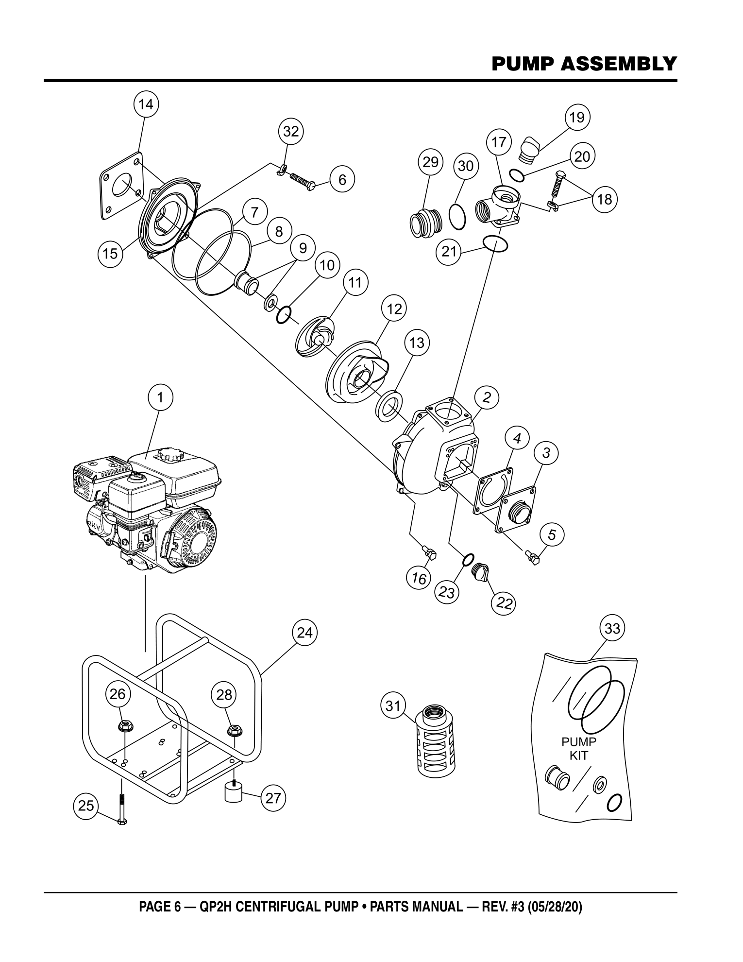 Multiquip QP2 Centrifugal Pump PUMP ASSEMBLY parts diagram