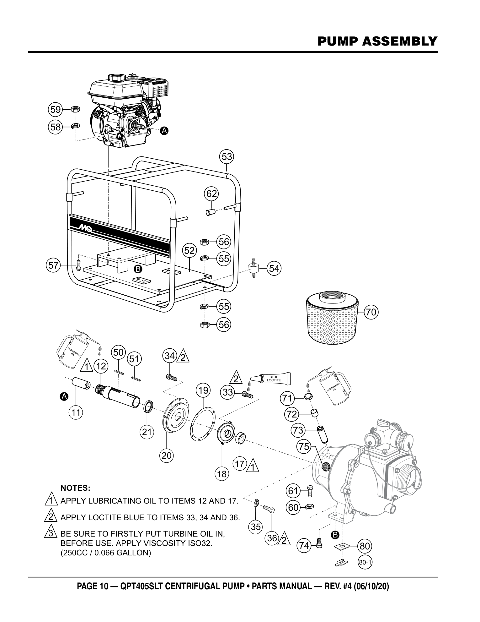 Multiquip QPT405 High-Pressure Pump PUMP ASSEMBLY parts diagram