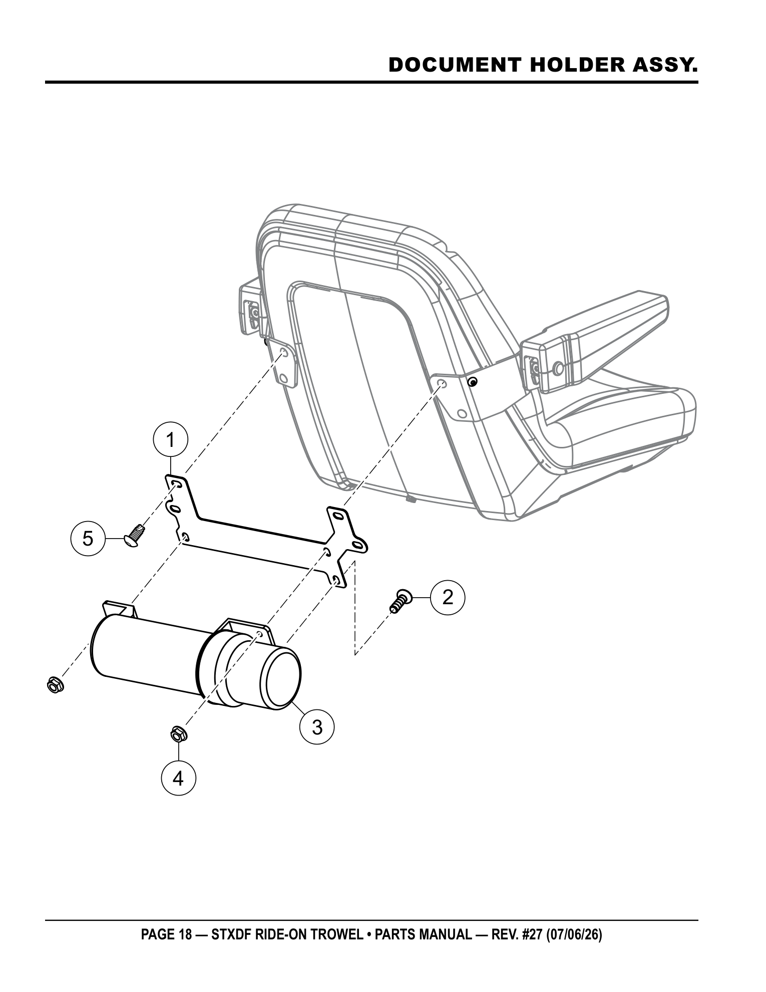 Multiquip Hydrostatic Drive Ride-On Trowel DOCUMENT HOLDER ASSY. parts diagram