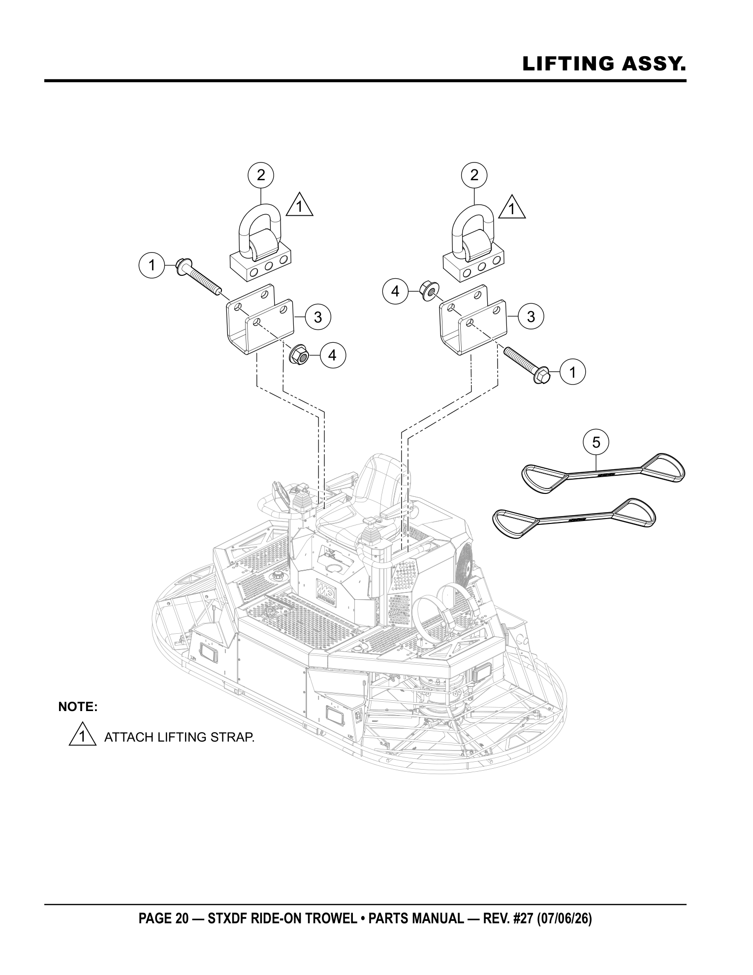 Multiquip Hydrostatic Drive Ride-On Trowel LIFTING ASSY. parts diagram