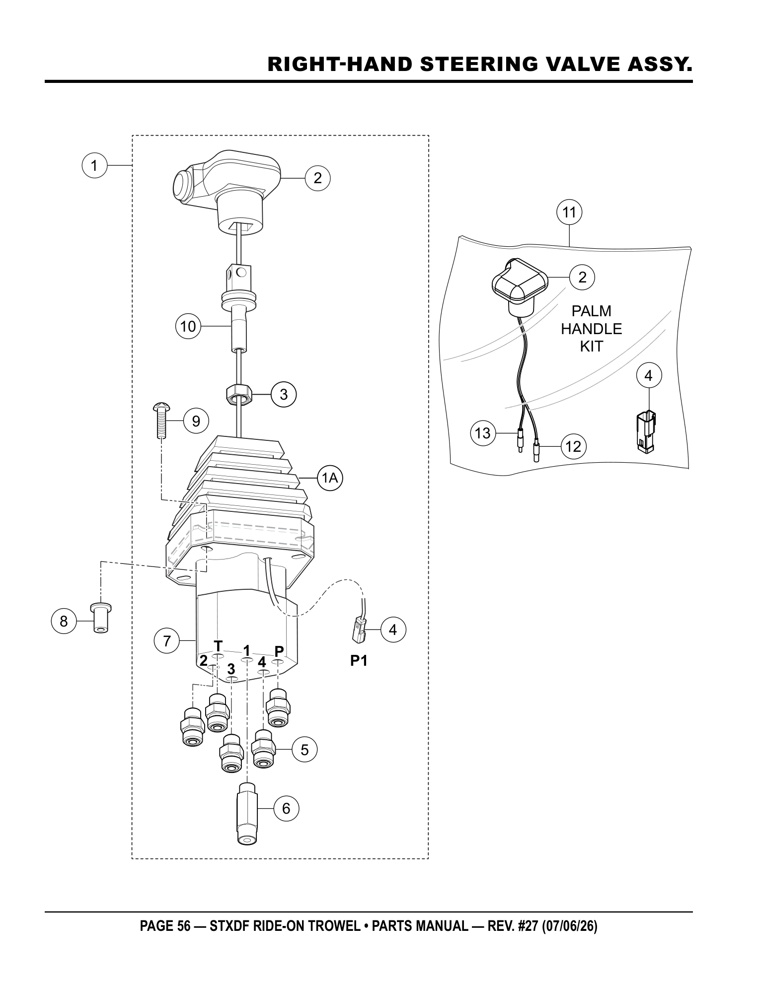 Multiquip Hydrostatic Drive Ride-On Trowel RIGHT-HAND STEERING VALVE ASSY. parts diagram