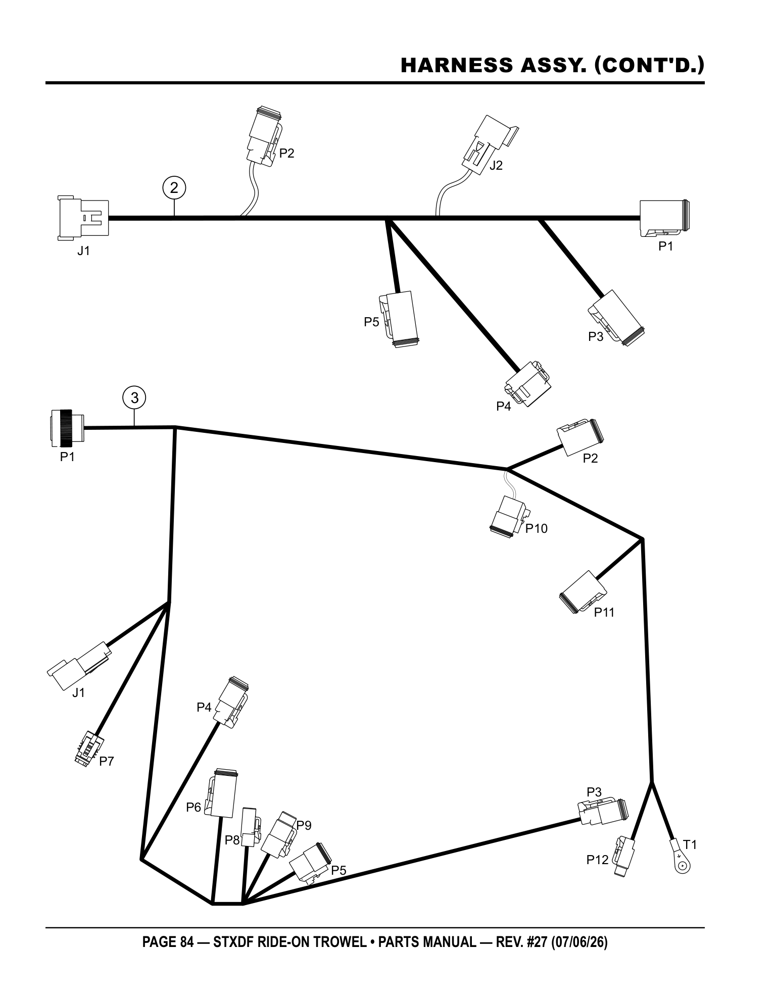 Multiquip Hydrostatic Drive Ride-On Trowel HARNESS ASSY. (CONT'D.) parts diagram