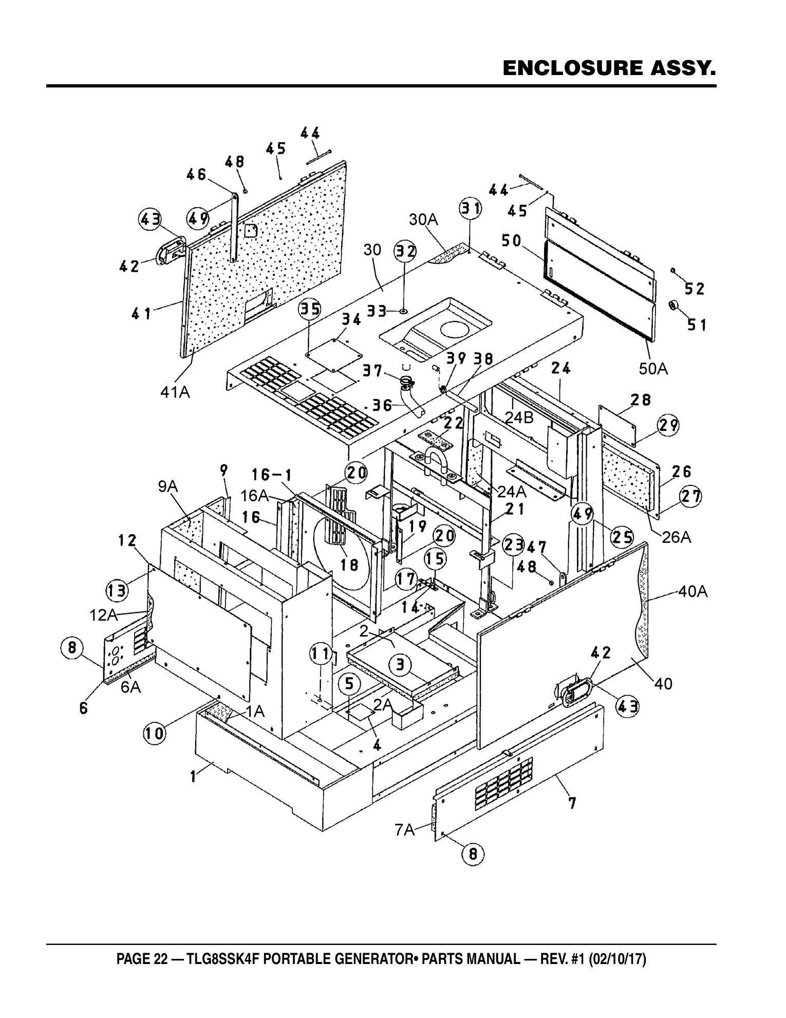 Multiquip TLG8SSK4F Generator ENCLOSURE ASSY. parts diagram