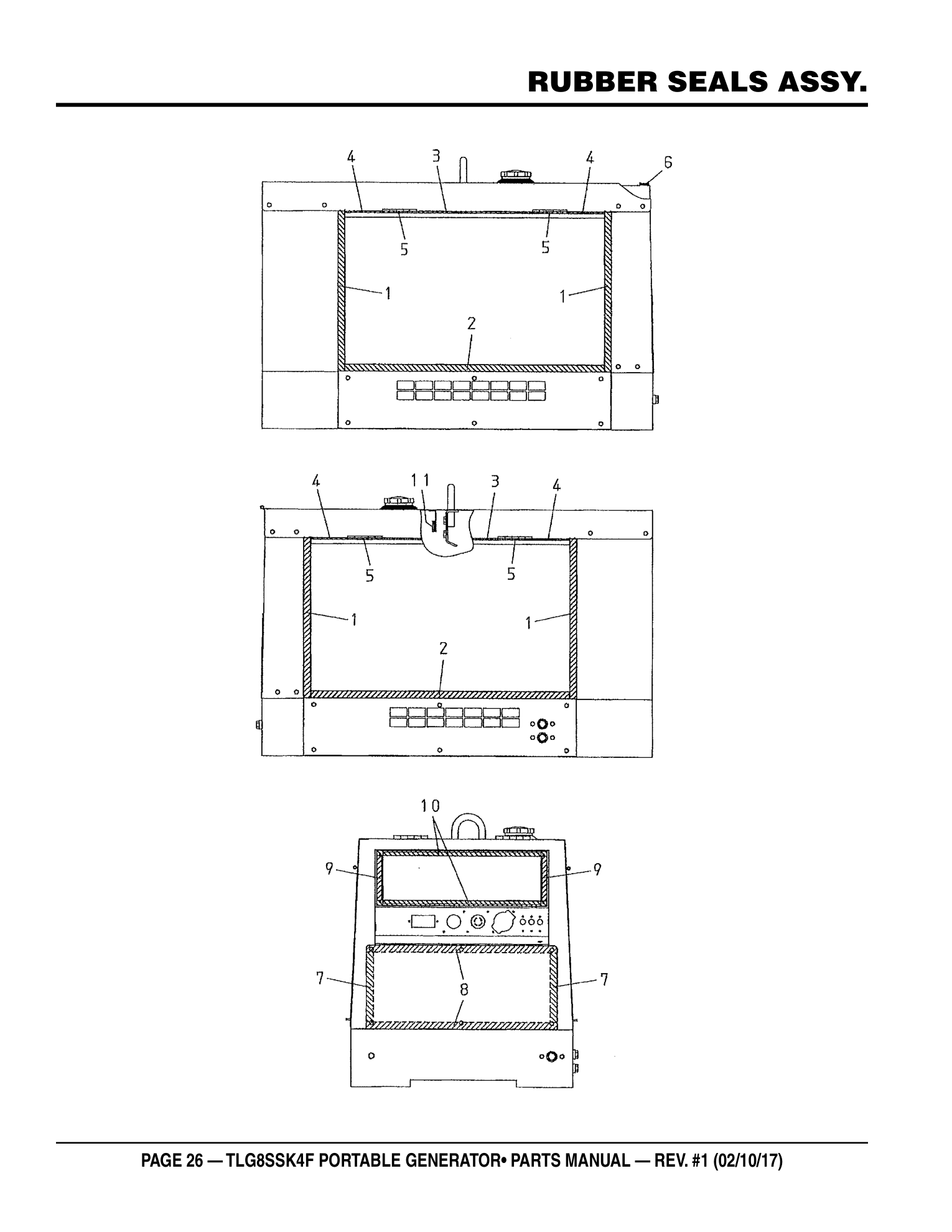 Multiquip TLG8SSK4F Generator RUBBER SEALS ASSY. parts diagram