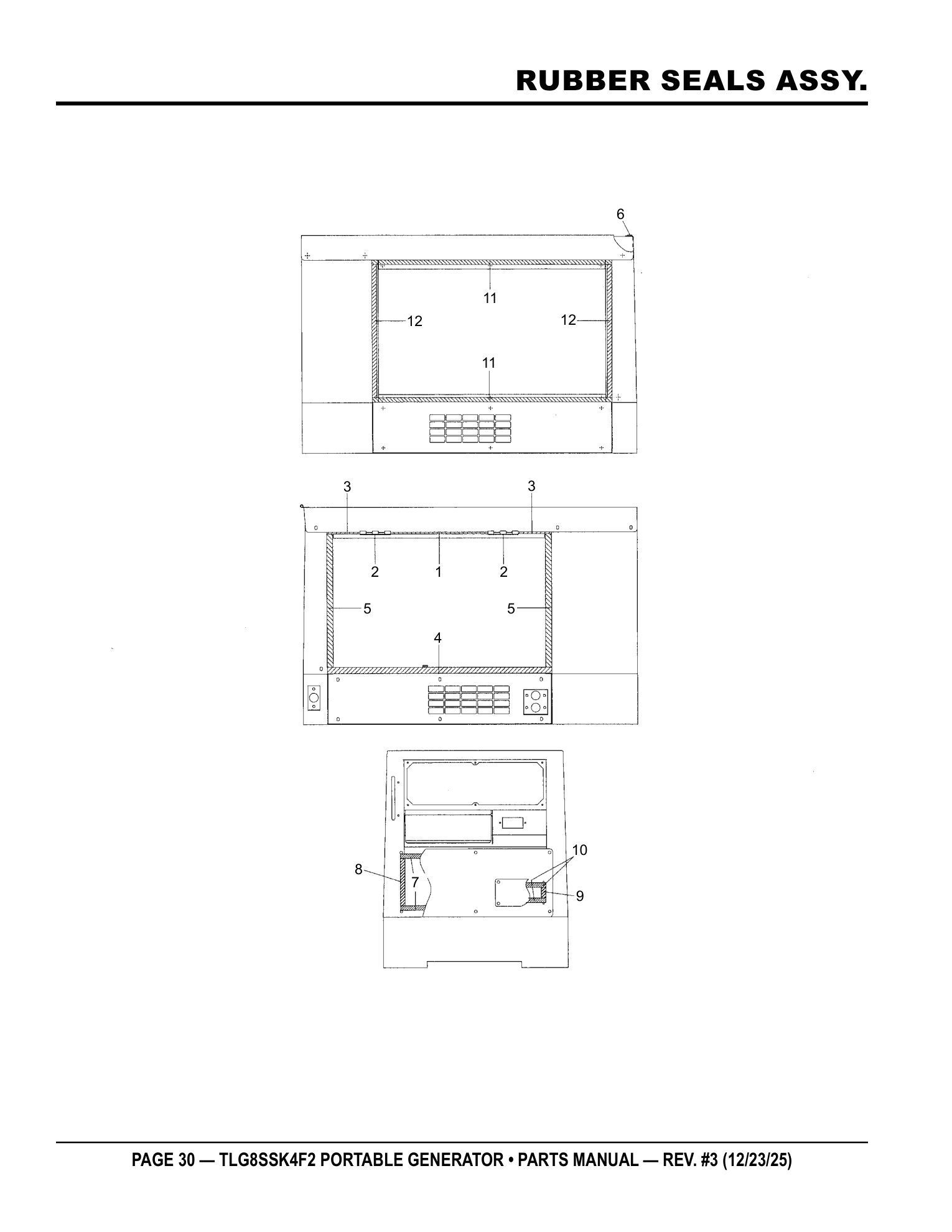 Multiquip TLG8SSK4F2 Generator RUBBER SEALS ASSY. parts diagram