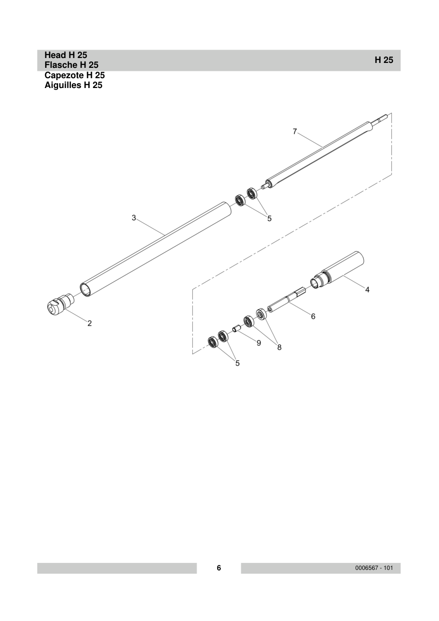 Wacker Neuson H25 Internal Vibrator Head H 25 parts diagram