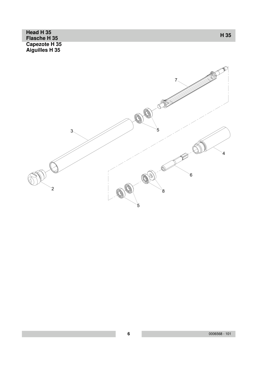 Wacker Neuson H35 Internal Vibrator Head H 35 parts diagram