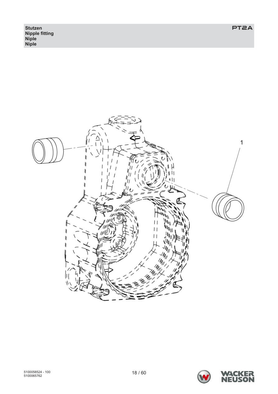Wacker Neuson PT2 Trash Pump PT2A Stutzen parts diagram