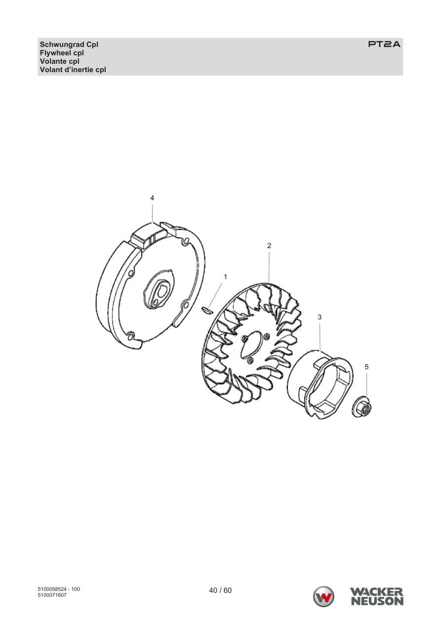 Wacker Neuson PT2 Trash Pump PT2A Schwungrad Cpl parts diagram