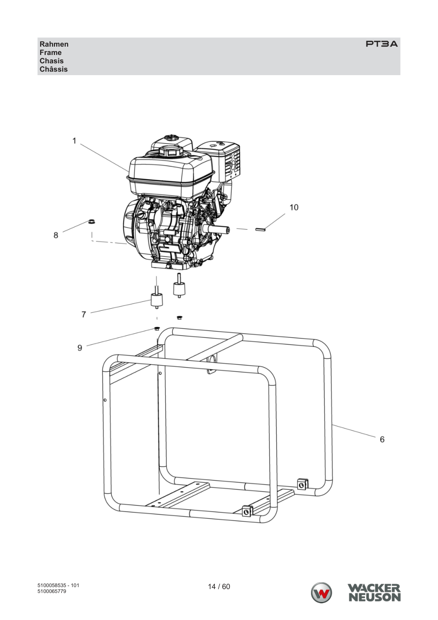 Wacker Neuson PT3 Trash Pump PT3A Rahmen parts diagram