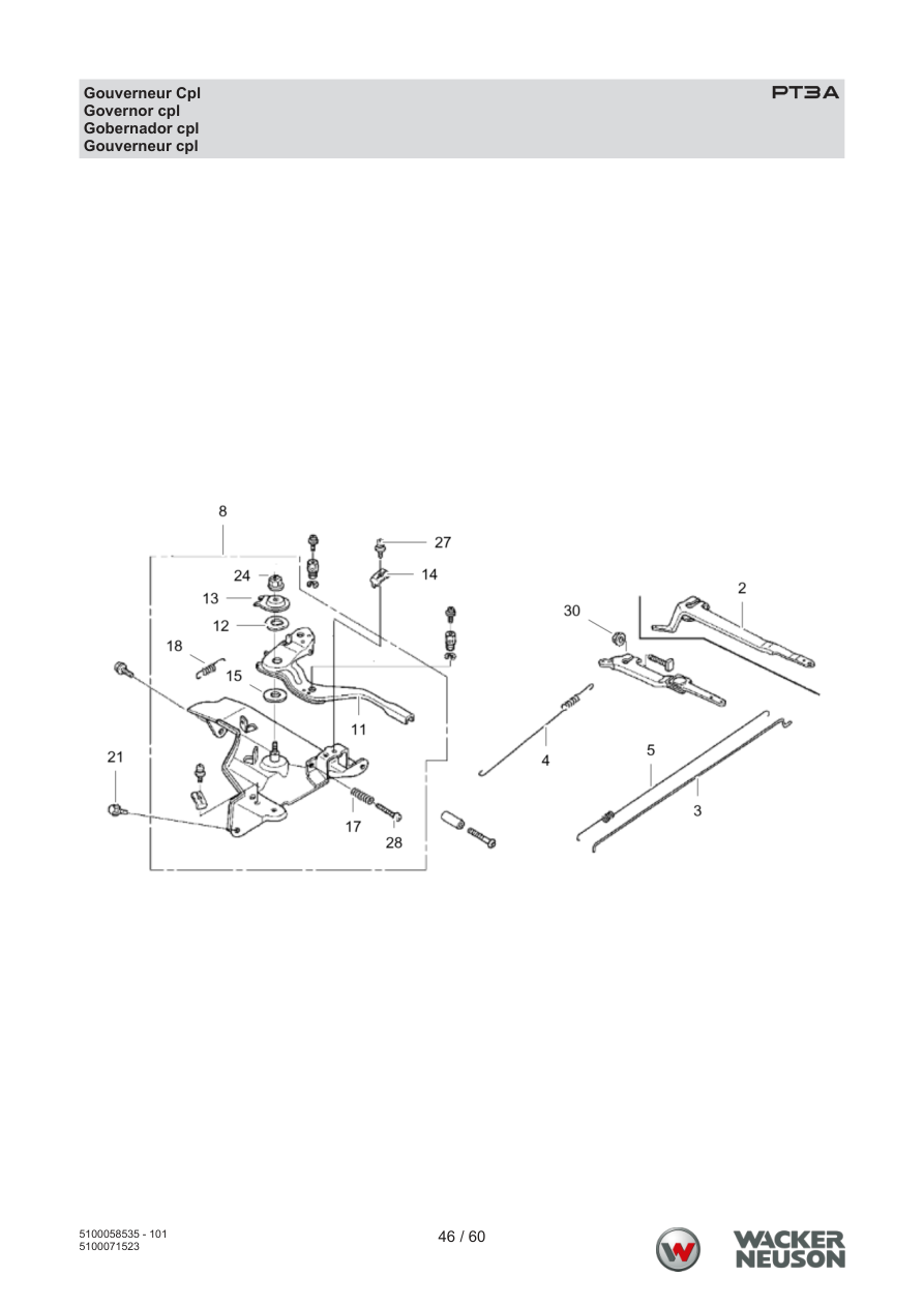Wacker Neuson PT3 Trash Pump PT3A Gouverneur Cpl parts diagram