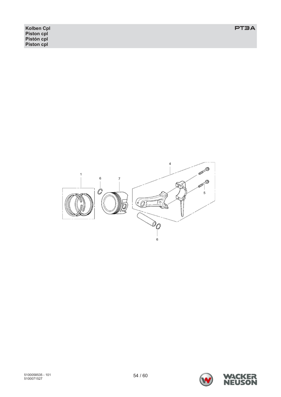Wacker Neuson PT3 Trash Pump PT3A Kolben Cpl parts diagram