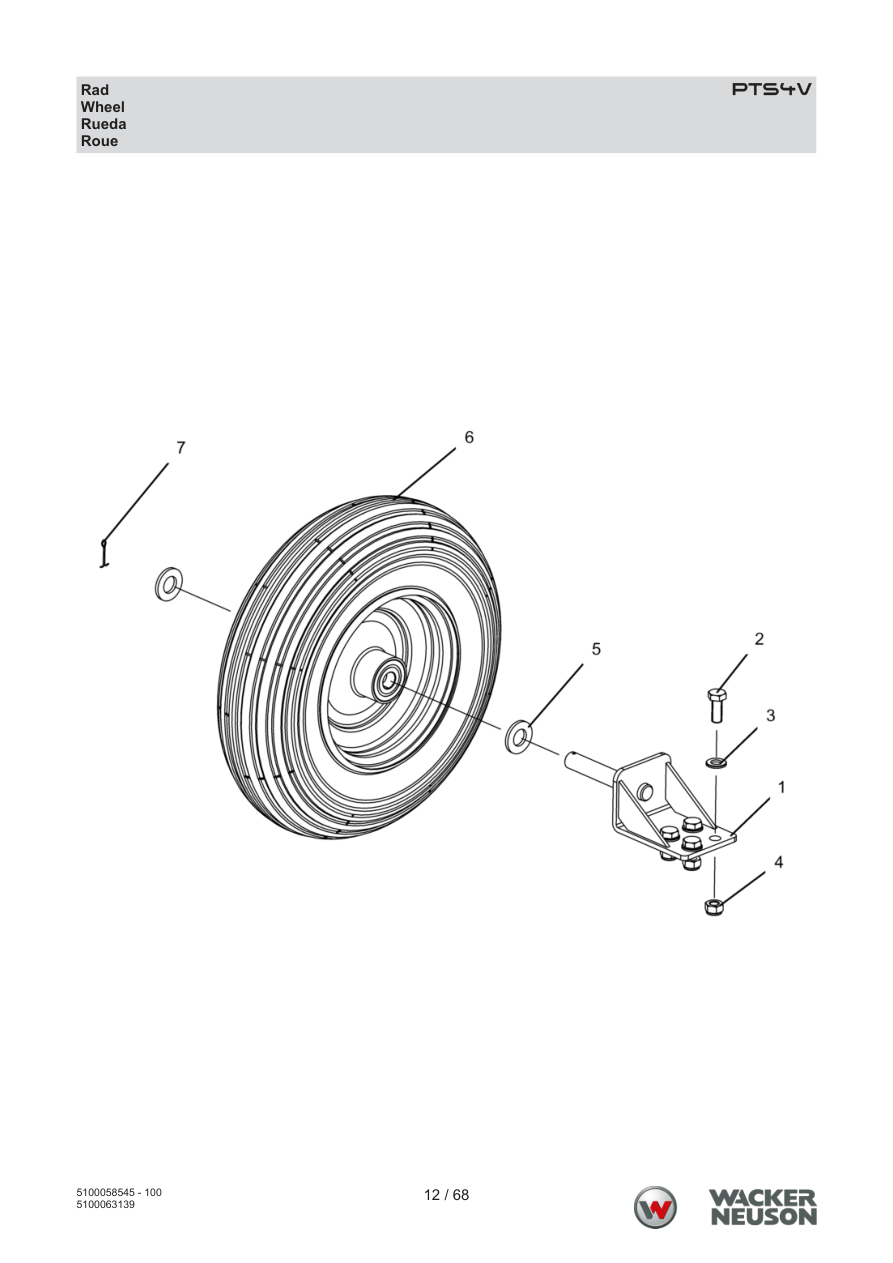 Wacker Neuson PTS4 Trash Pump PTS4V Rad parts diagram