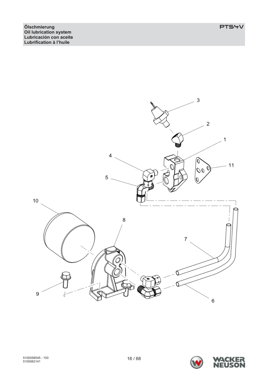 Wacker Neuson PTS4 Trash Pump PTS4V Ölschmierung parts diagram