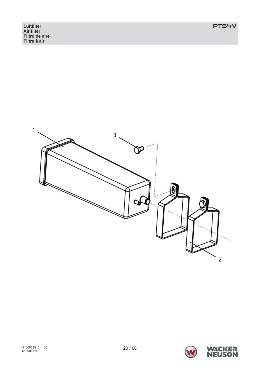 Wacker Neuson PTS4 Trash Pump PTS4V Luftfilter parts diagram