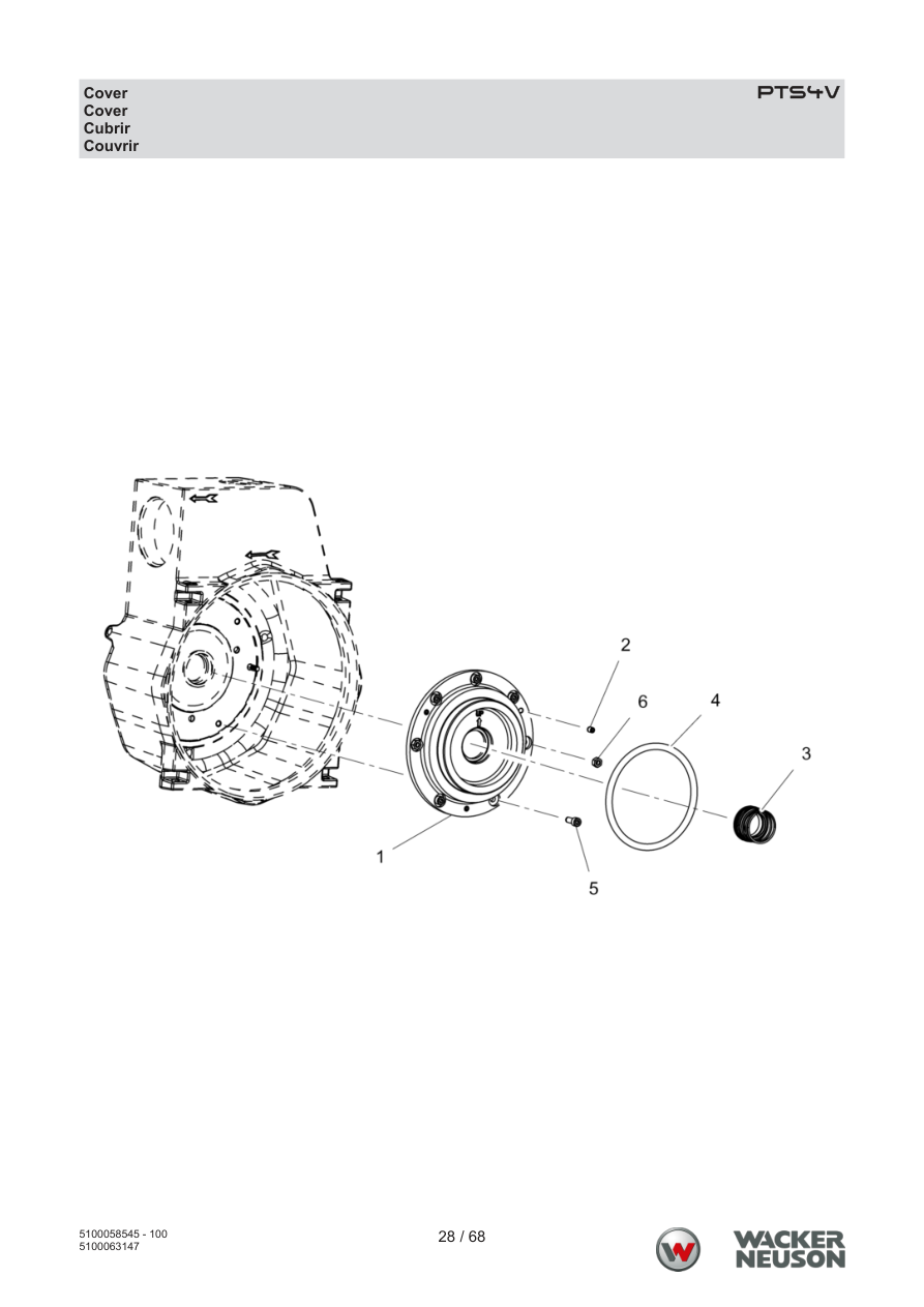 Wacker Neuson PTS4 Trash Pump PTS4V Cover parts diagram